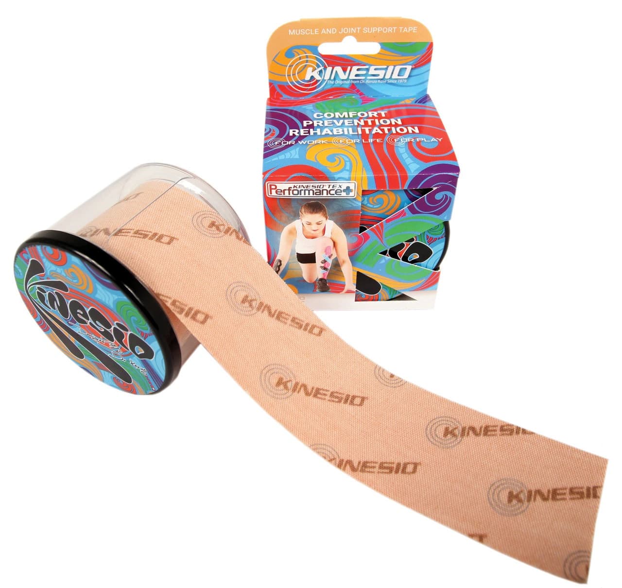 KinesioTex Performance+ Kinesiology Tape, Cotton/Polyester, 2" x 5.5 yd, Beige, 4 Rolls/Box - KinesioTex Performance+ Tape - Image 1