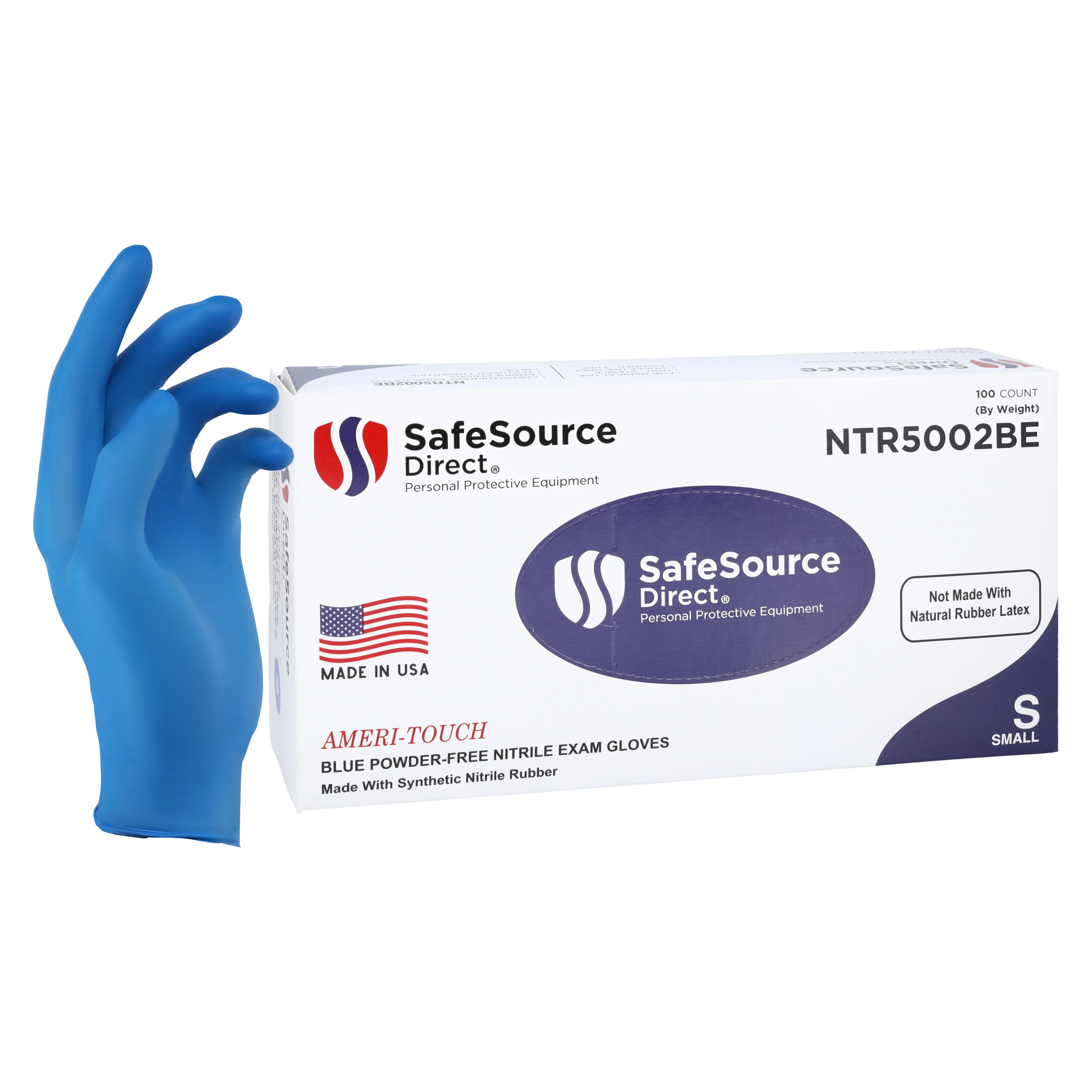 SafeSource Direct Nitrile Exam Gloves, Chemo Rated, Small, Blue, Non-Sterile, 1000/Case - Gloves Exam Chemo Rated Ntrl - Image 1