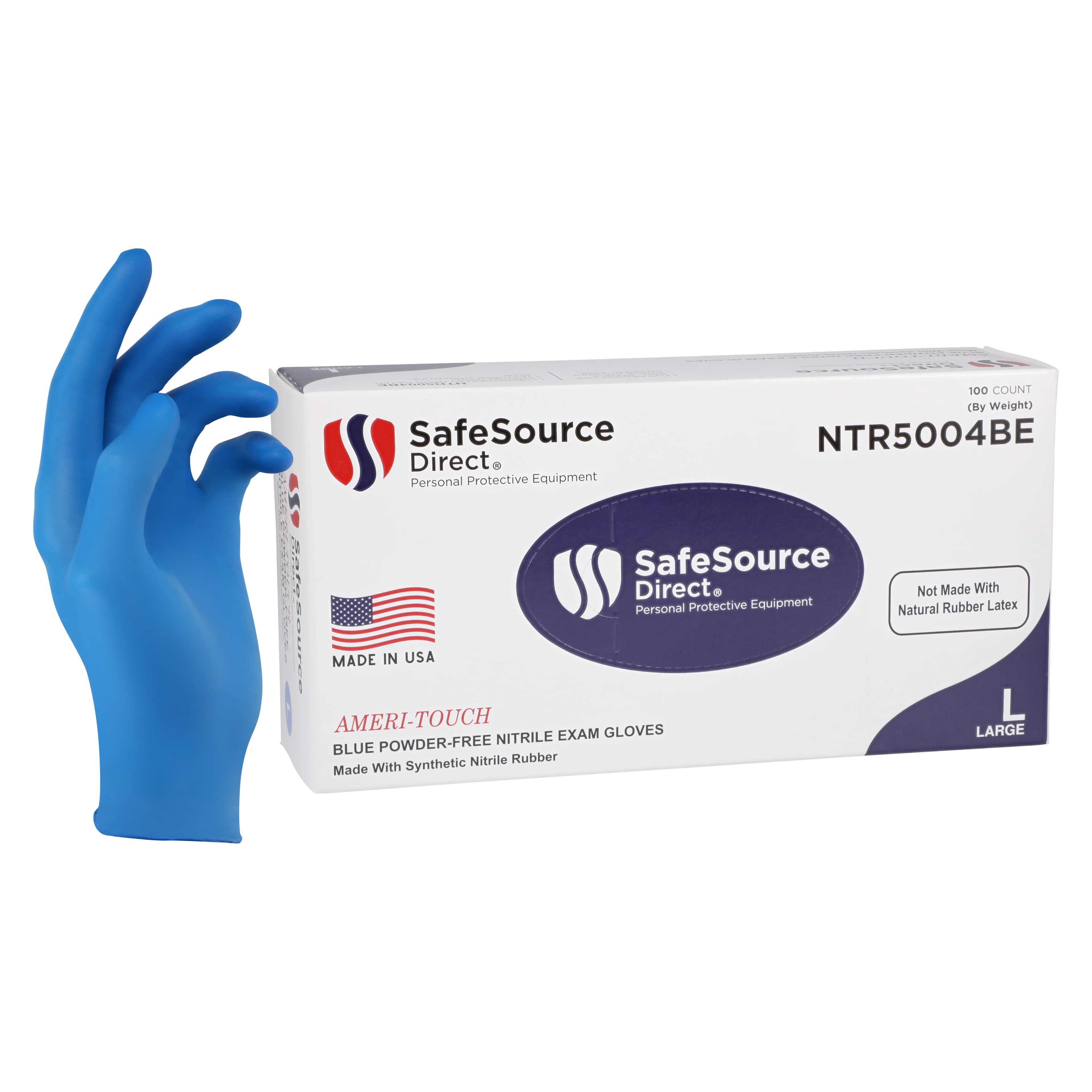 SafeSource Direct Powder-Free Nitrile Chemo-Rated Exam Gloves, Large, Blue, Chemo Rated - Gloves Exam Chemo Rated Ntrl - Image 1