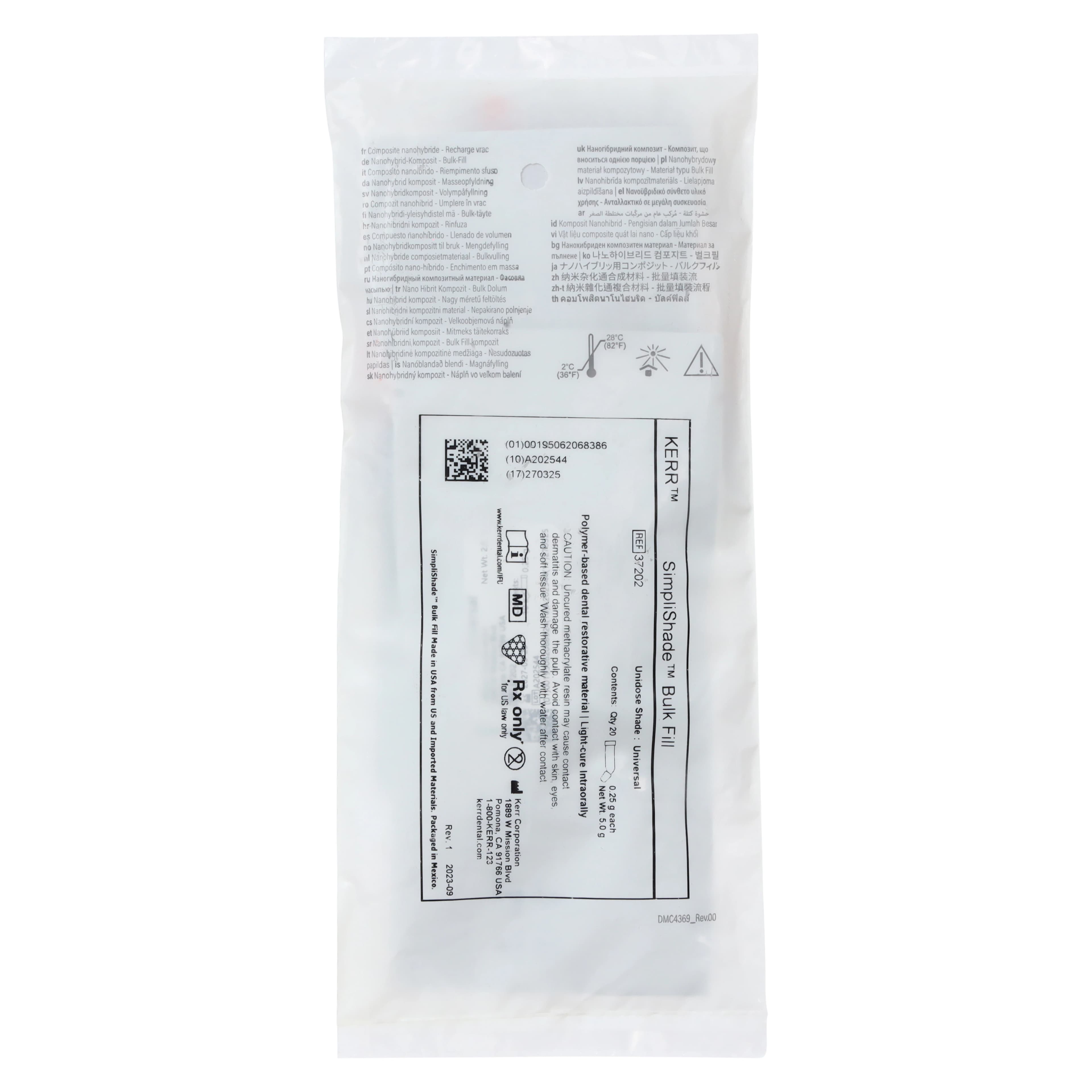 Kerr SimpliShade Bulk Fill Composite Unidose, 0.25g Compules, Pack of 20, #37202 thumbnail 7
