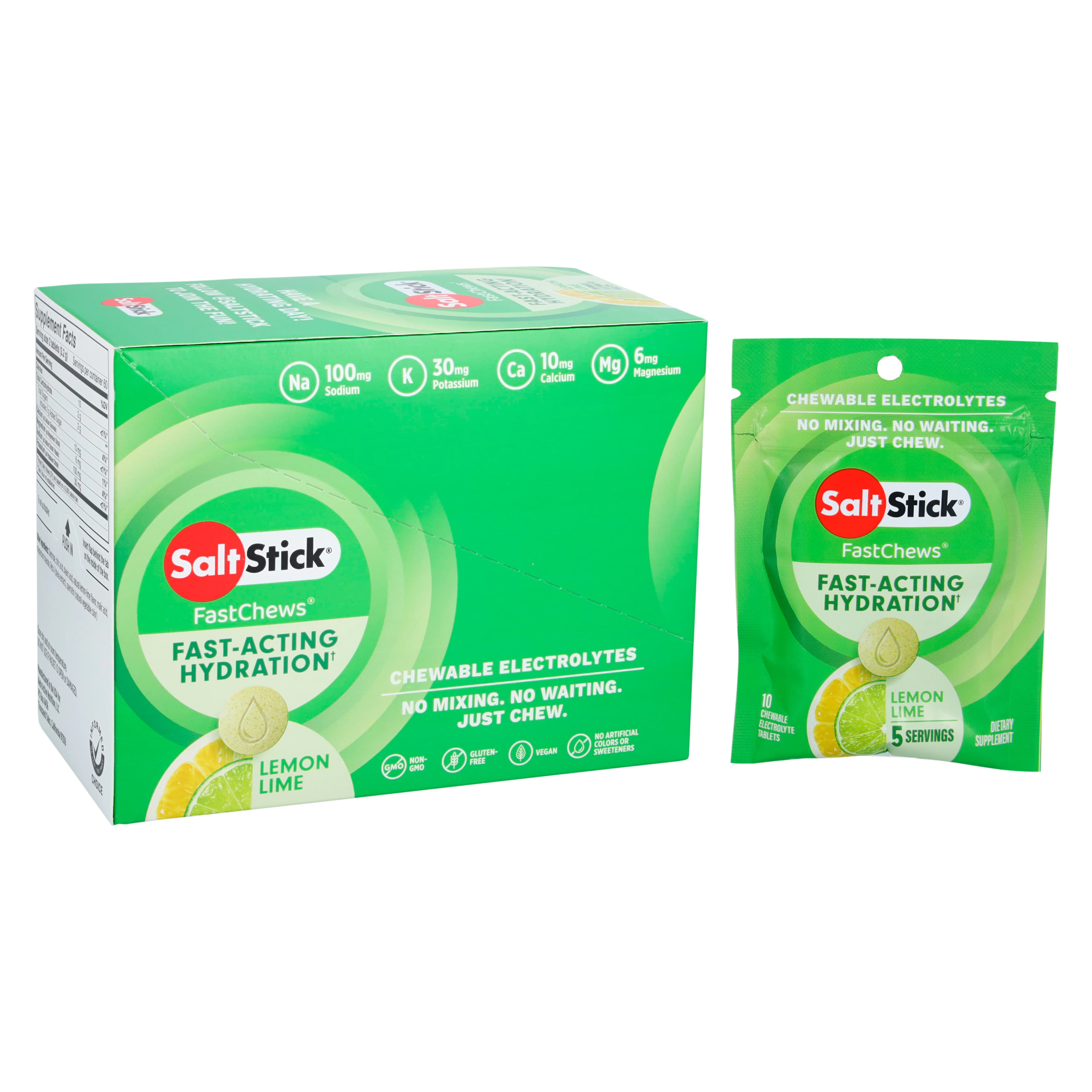 SaltStick FastChews Electrolyte Tablets, Lemon-Lime, 12/Carton - SaltStick FastChews Lemon-Lime - Image 1