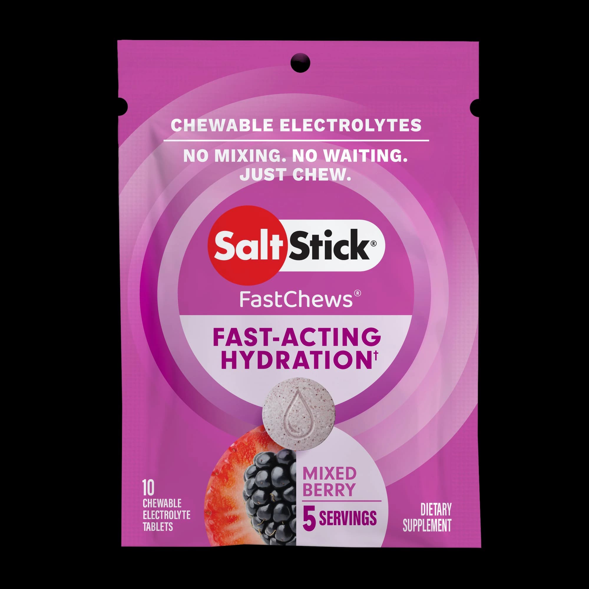 SaltStick FastChews Electrolyte Tablets, Mixed Berry, 12/Carton - SaltStick FastChews Mixed Berr - Image 1