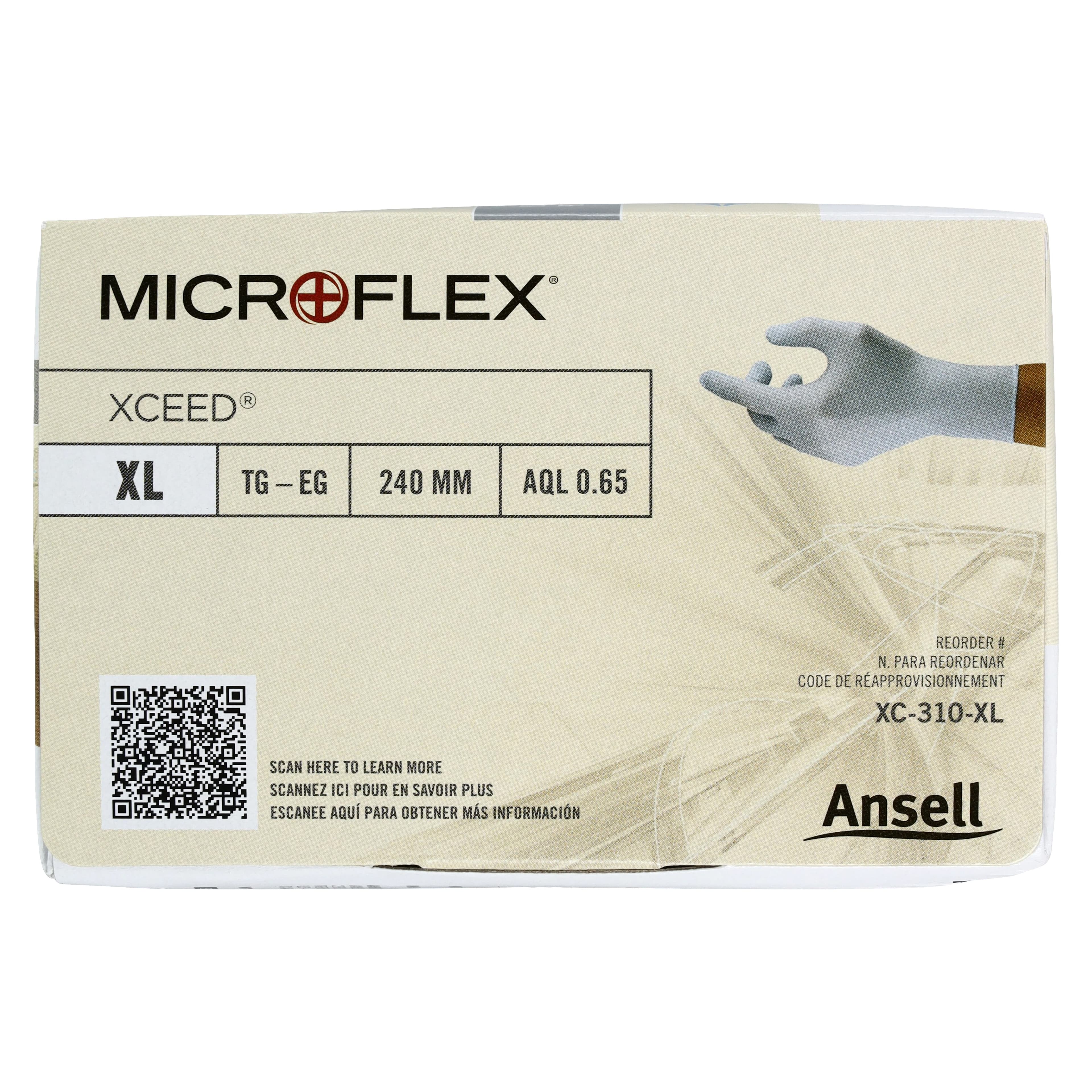 Microflex XCEED Nitrile Exam Gloves, Powder-Free, Non-Sterile, X-Large, Blue, Textured Fingertips, Beaded Cuff, 230/Box, XC-310-XL thumbnail 4