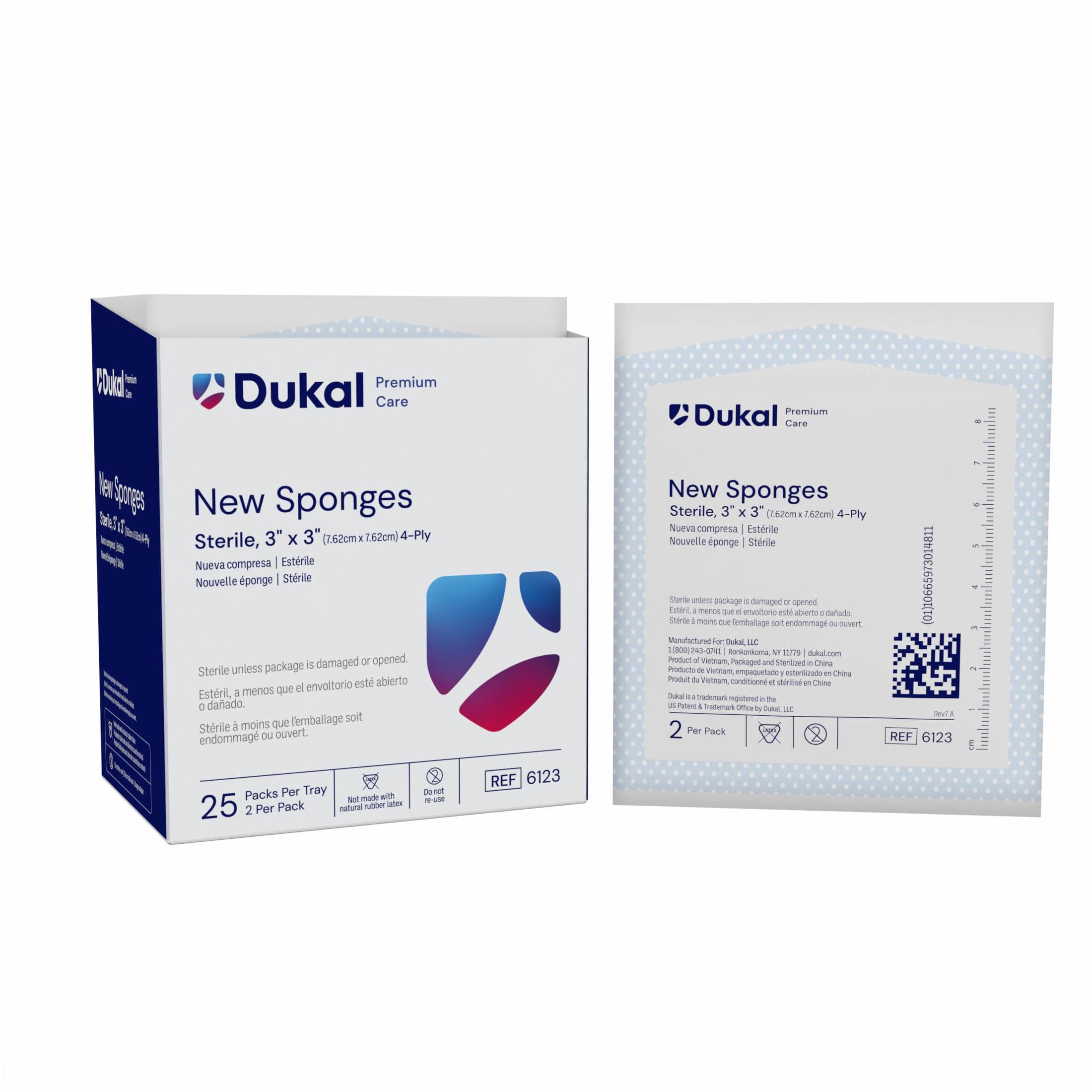 Dukal Sponge New Nonwoven 4-Ply Sterile, Rayon/Poly Blend, 3x3", Latex-Free, Square - Sponge New Nonwoven 4Ply ST - Image 1