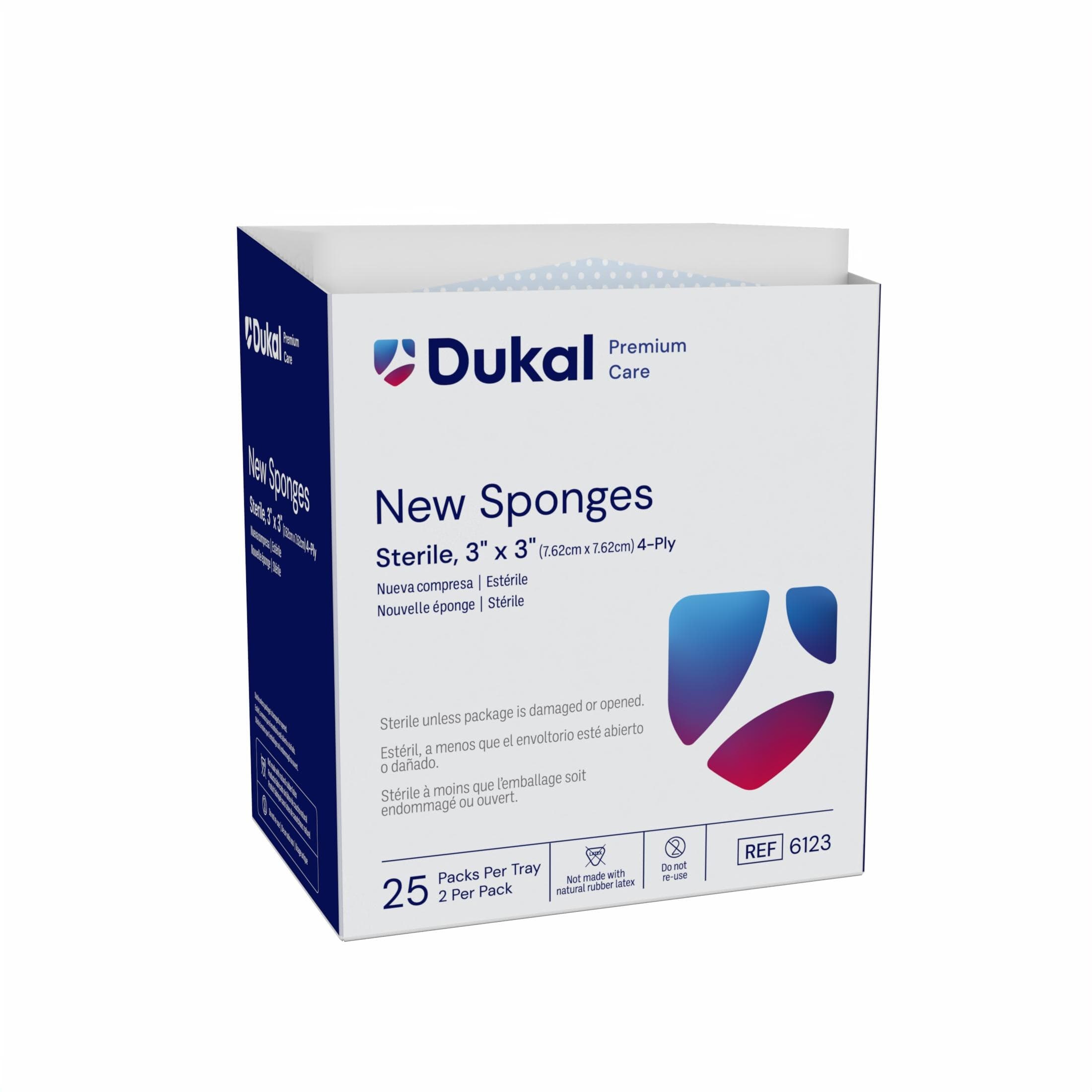 Dukal Sponge New Nonwoven 4-Ply Sterile, Rayon/Poly Blend, 3x3", Latex-Free, Square thumbnail 2
