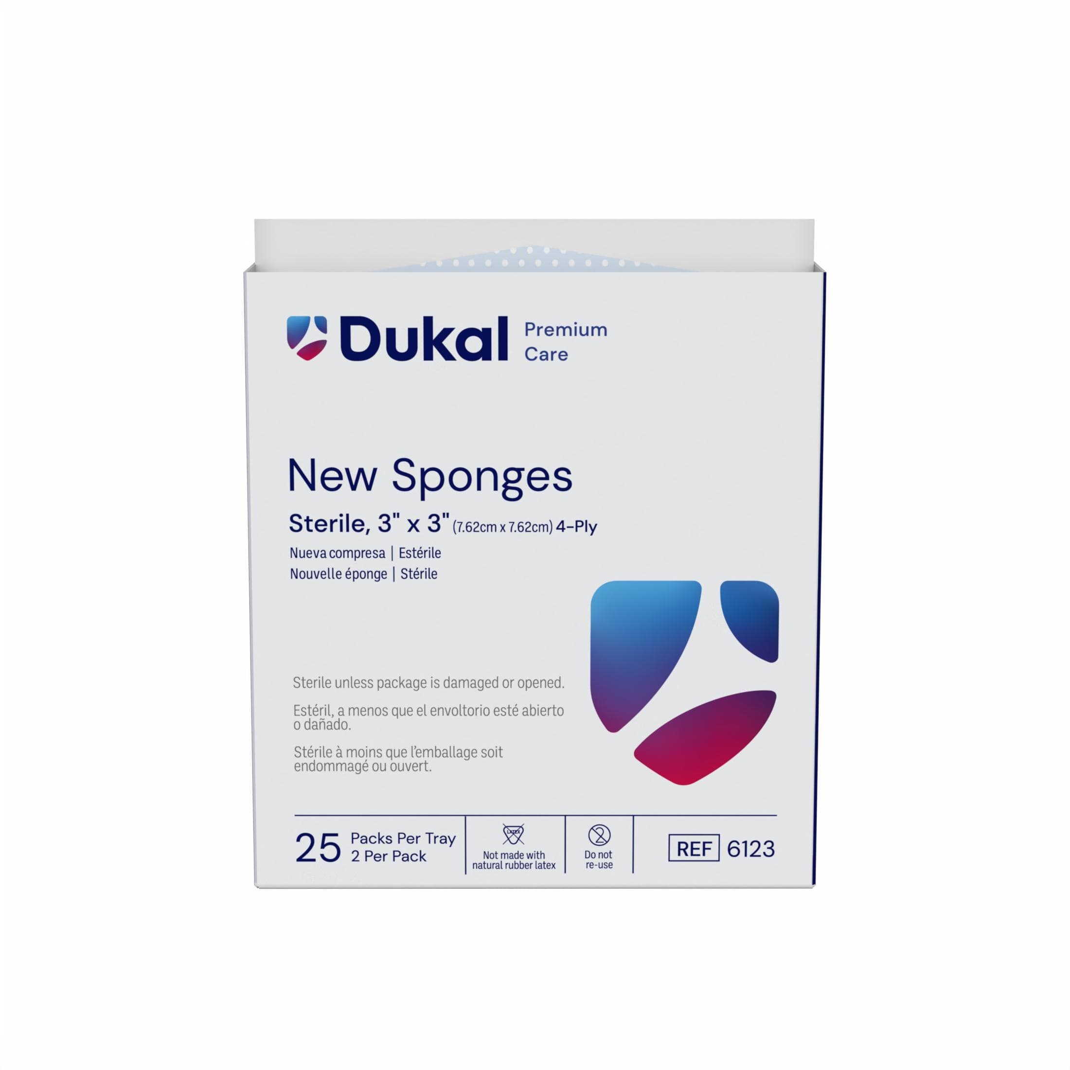 Dukal Sponge New Nonwoven 4-Ply Sterile, Rayon/Poly Blend, 3x3", Latex-Free, Square thumbnail 3