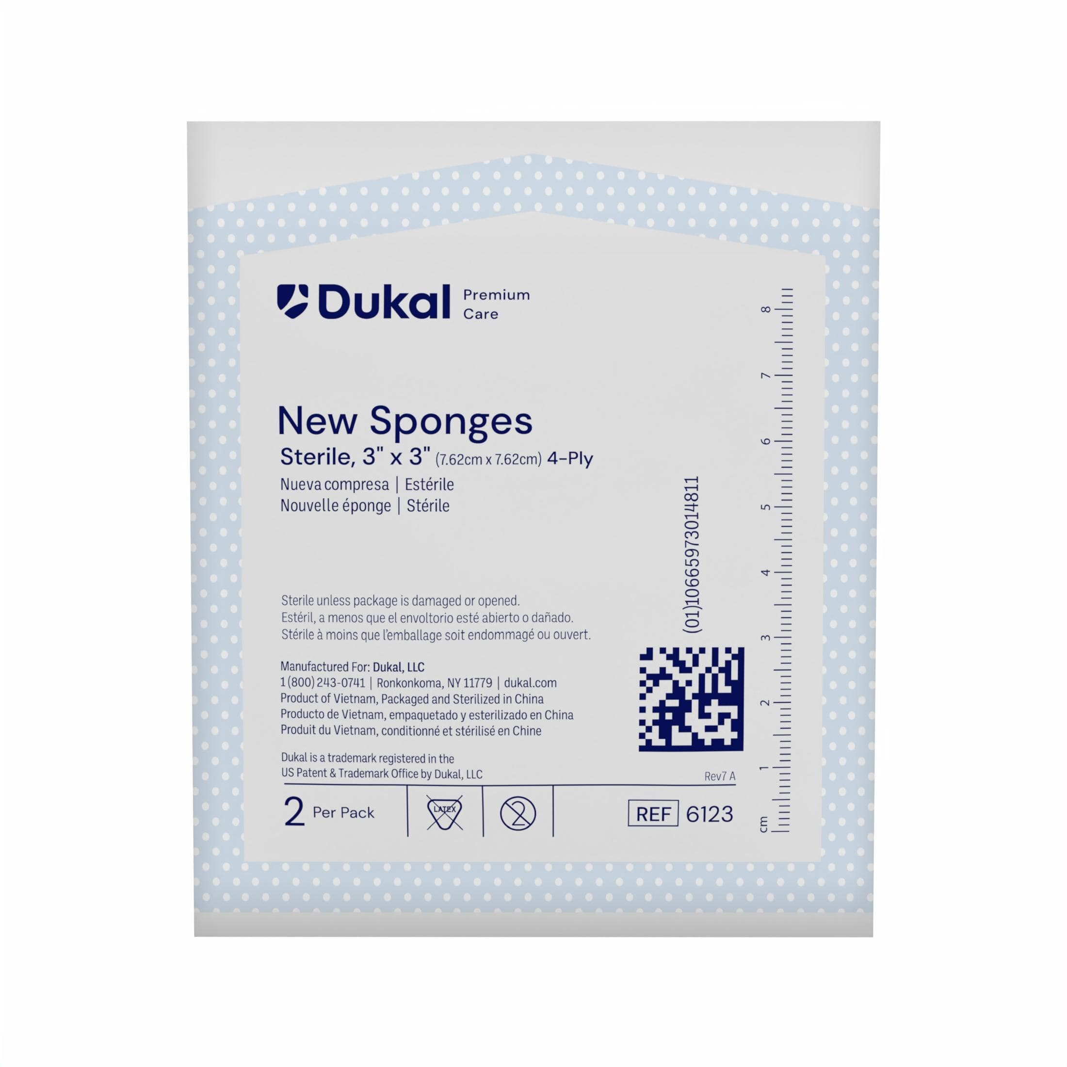 Dukal Sponge New Nonwoven 4-Ply Sterile, Rayon/Poly Blend, 3x3", Latex-Free, Square thumbnail 4