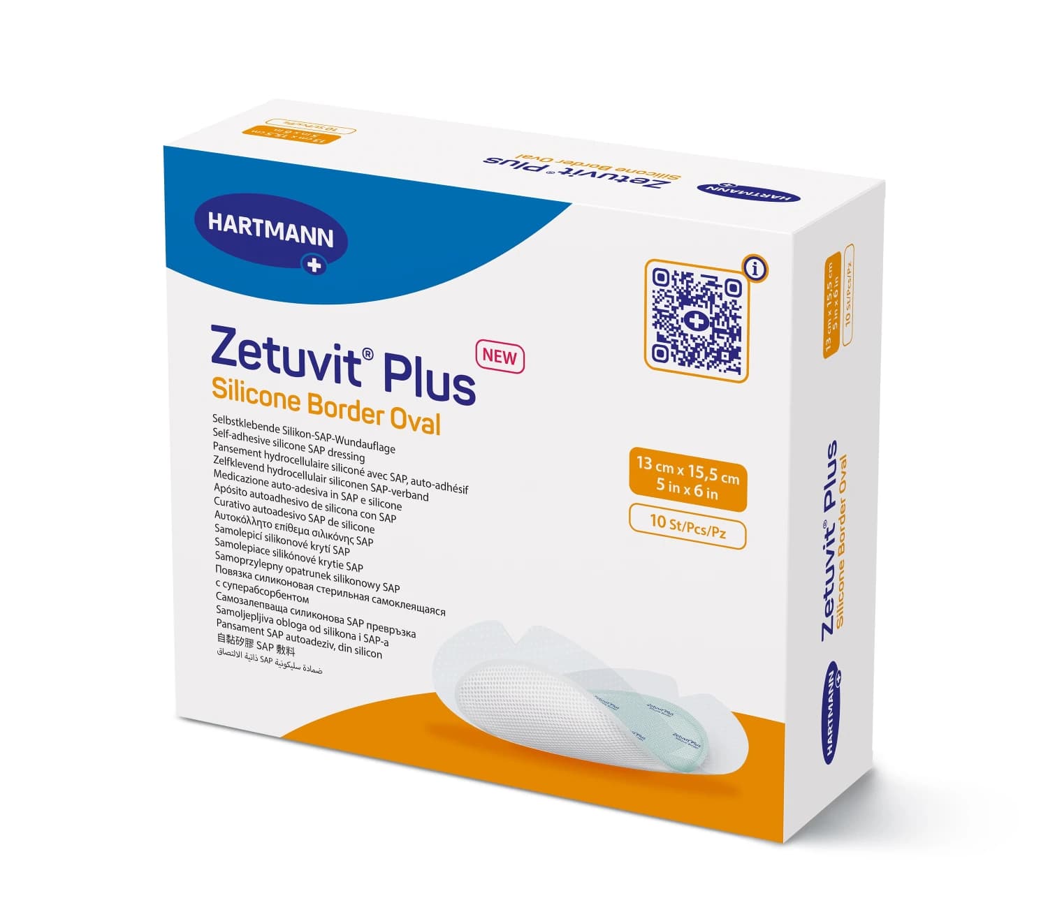 Hartmann Zetuvit Plus Silicone Border Dressing, 5x6" Sterile Oval, Super Absorbent, Latex-Free - ZetuvitPlus Border Dressing - Image 1