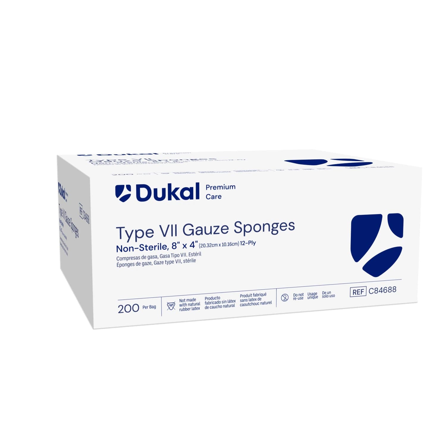 Dukal Premium Care 100% Woven Cotton Gauze Sponge, 8x4", 12 Ply, Non-Sterile, USP Type VII, Latex-Free - Gauze Sponge Type VII NS 12Ply - Image 1