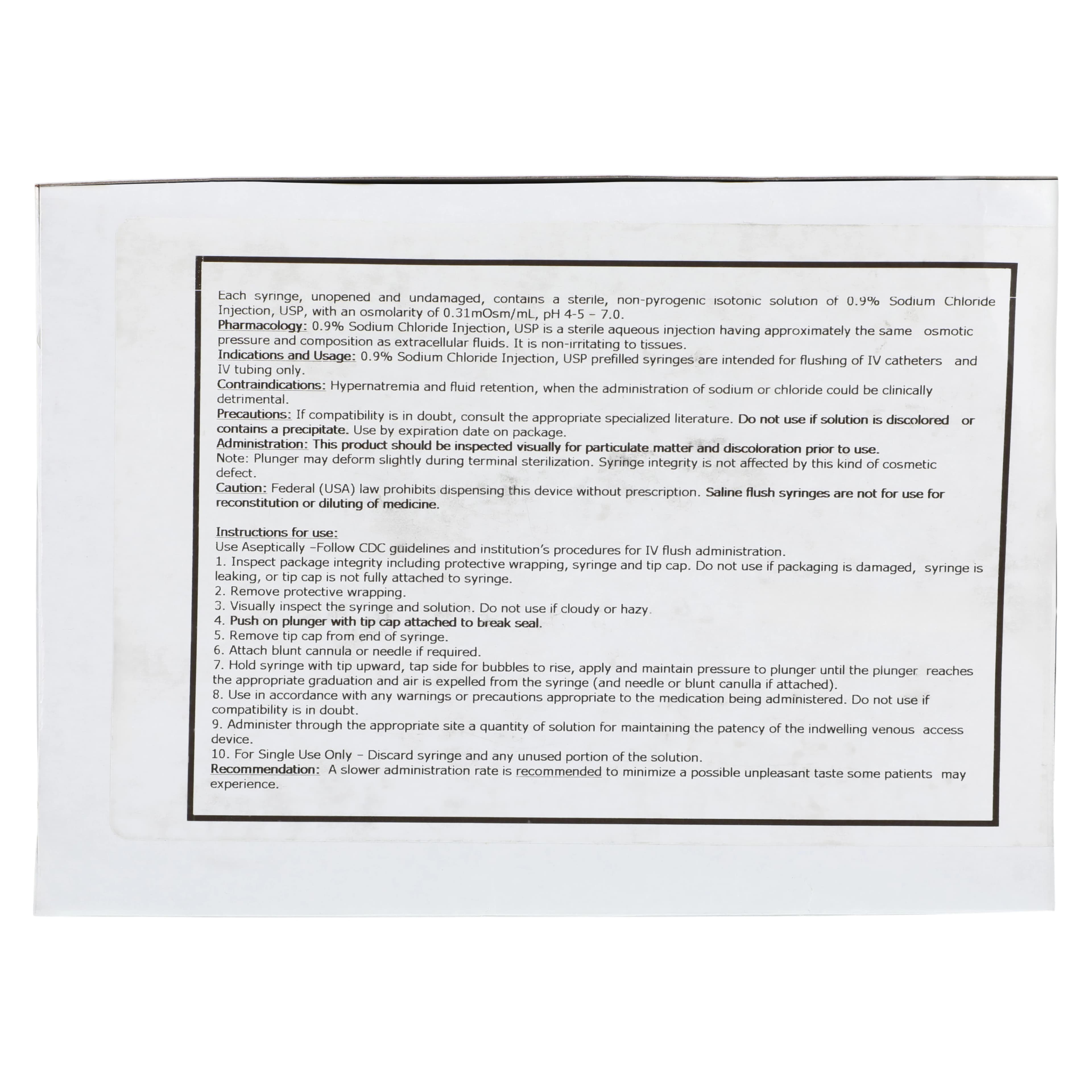 Medline Syringe IV Flush Solution, 10mL, Preservative Free, Prefilled Syringe, 3mL, 30/Package thumbnail 5