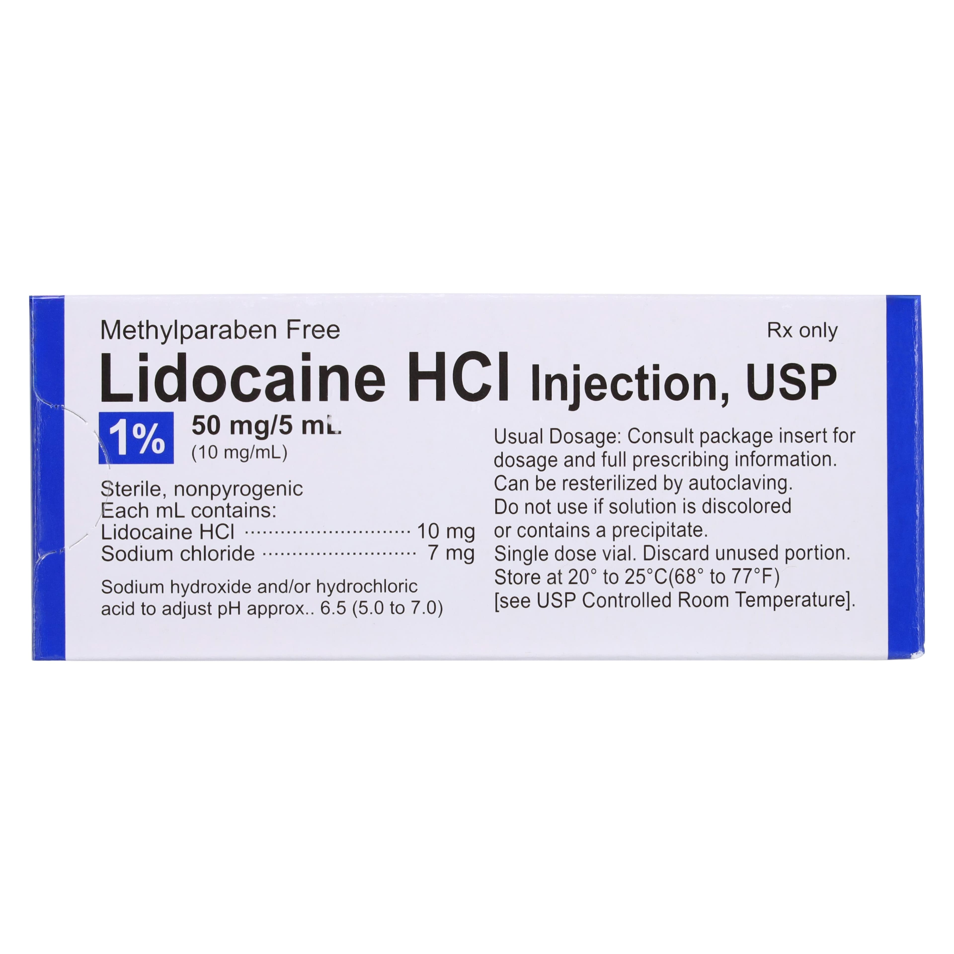 Lidocaine HCl Injection 1% Preservative Free SDV 5mL, 10/Package thumbnail 2