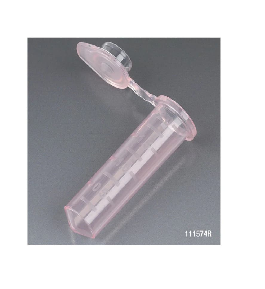 Globe Scientific Microcentrifuge Tube, 2.0mL, Red, Attached Snap Cap, Autoclavable, 500/Bag - Tube Microcentrifuge 2.0mL - Image 1