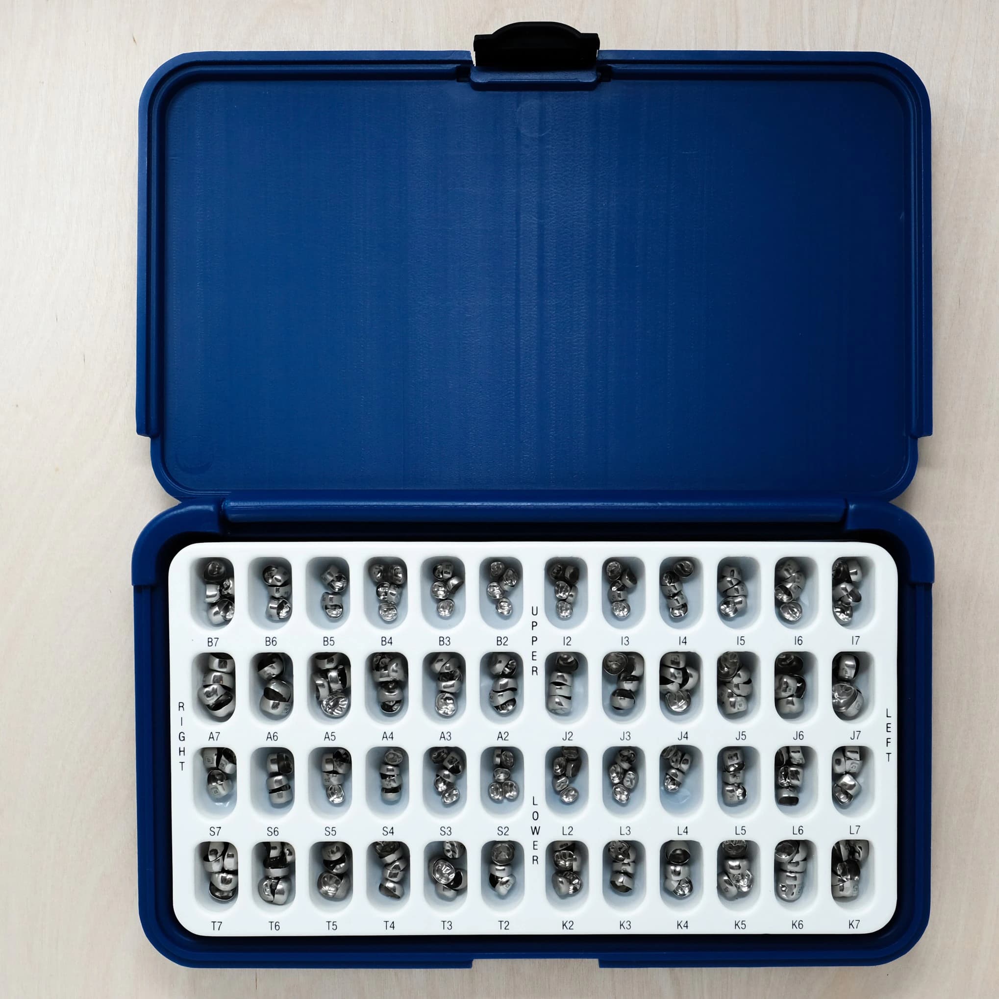 Acero™ Crowns 3S Surgical Stainless Steel Primary Molar Crown Kit Tray with 5 Crowns of Each Size (240 Crowns Total), 01KEZKNKMPS1574430AE2DBVS7 - Acero™ Crowns 3S Surgical Ss Kit Tray W 5 Crowns Of Each Size (240 Crowns) - Image 1