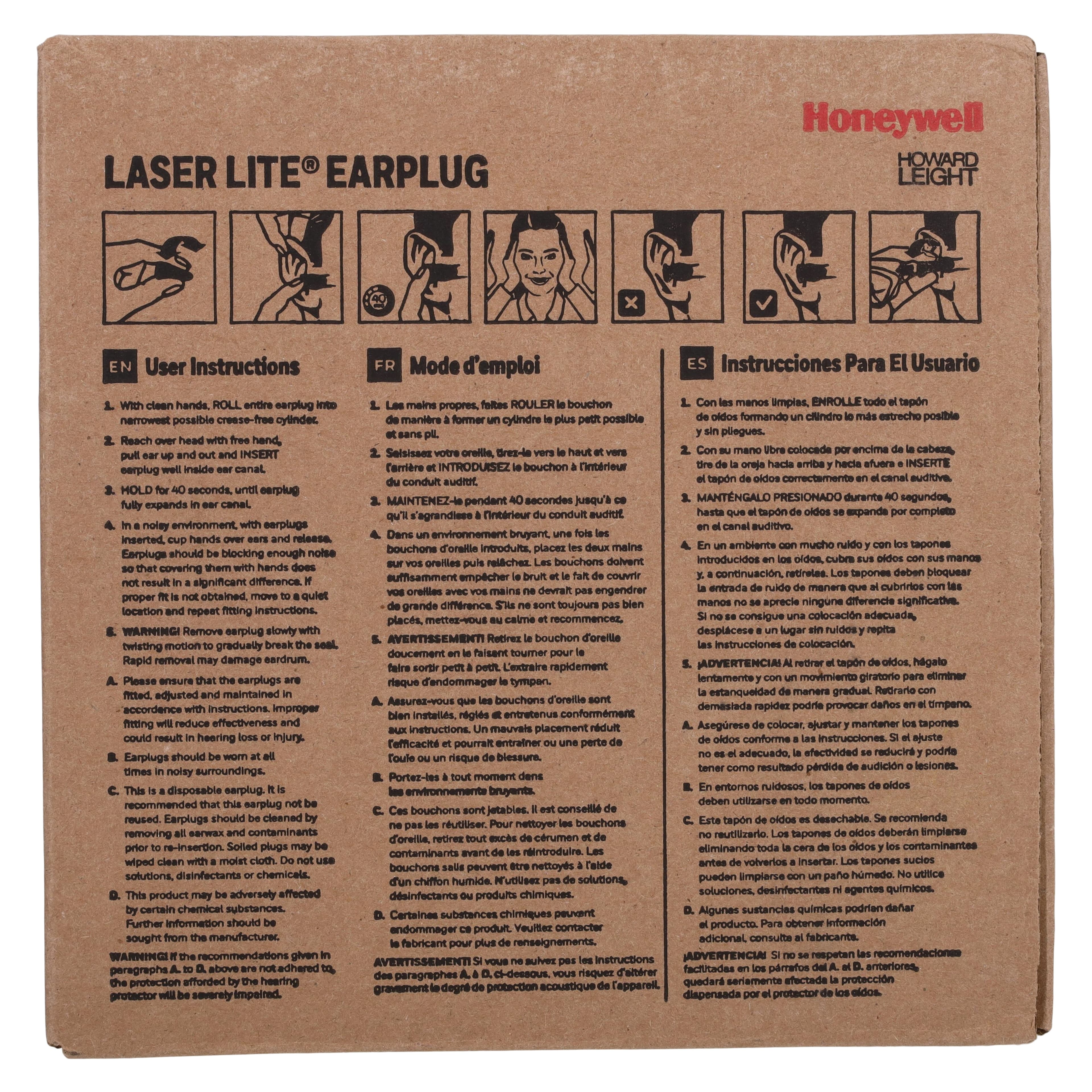 Honeywell Laser-Lite Uncorded Earplug, Foam, Disposable, 200/Box thumbnail 5
