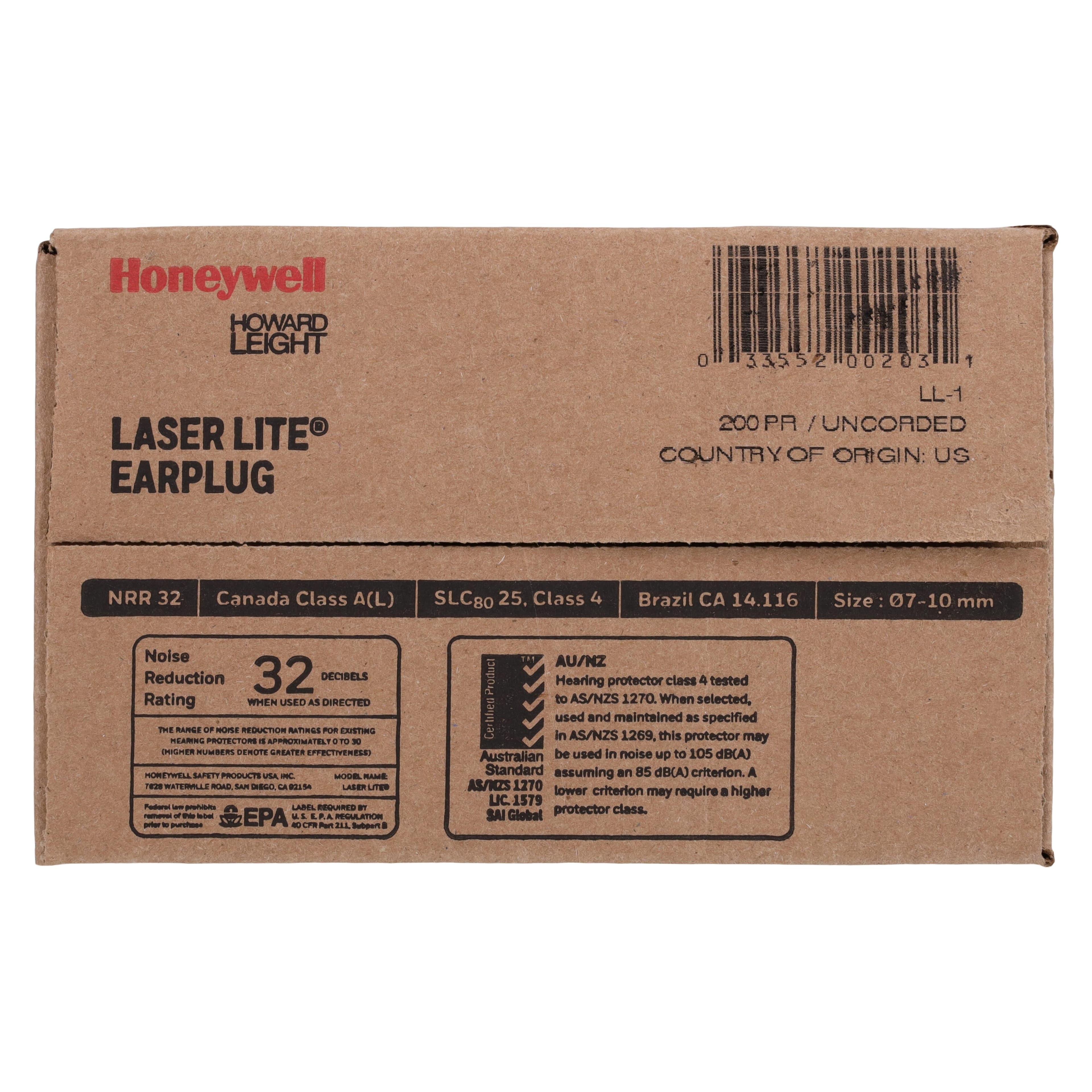 Honeywell Laser-Lite Uncorded Earplug, Foam, Disposable, 200/Box thumbnail 8