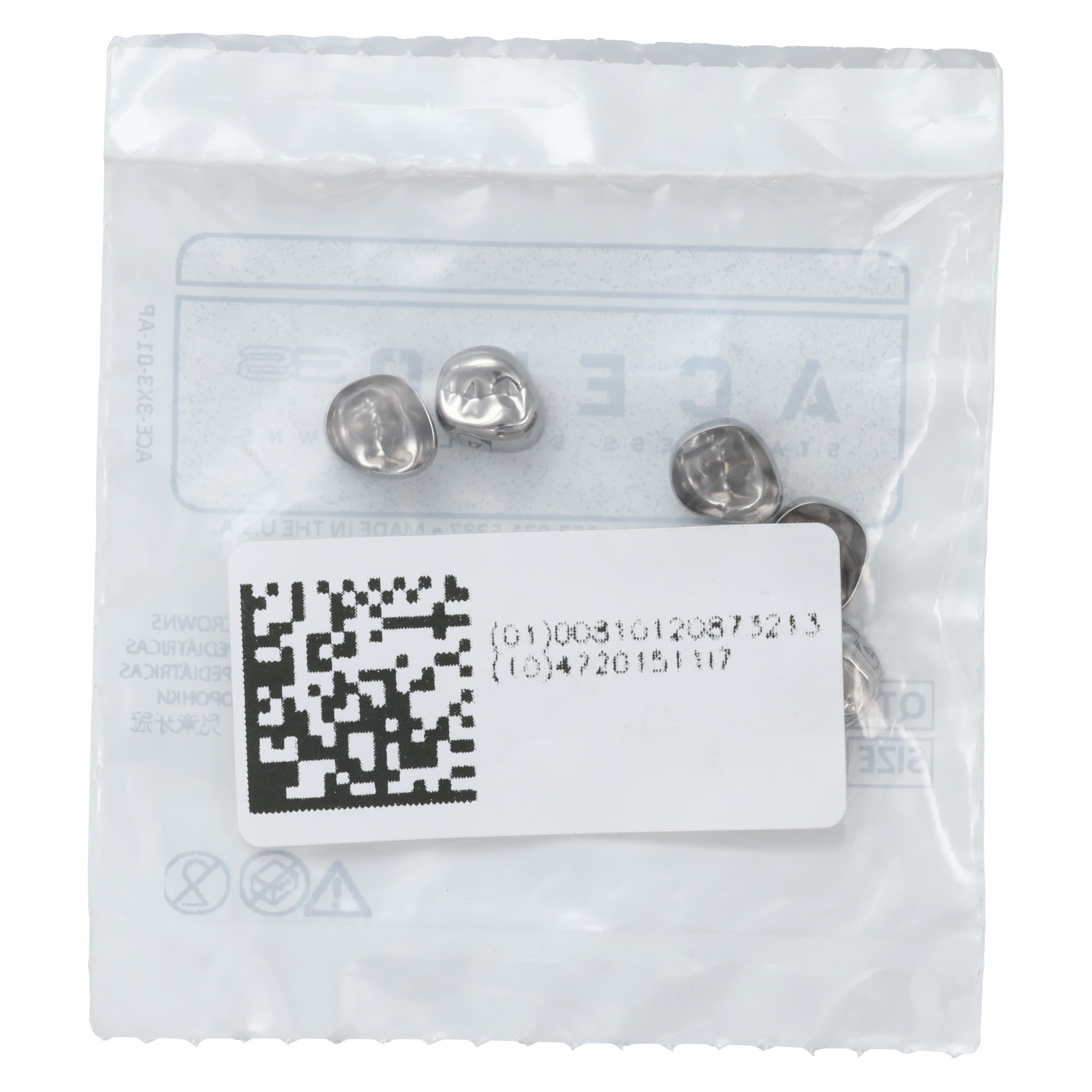 Acero 3S Stainless Steel Primary Molar Crown, Upper Left First Molar (Tooth I), Size 7, 5/Pack, 3S I7 thumbnail 3