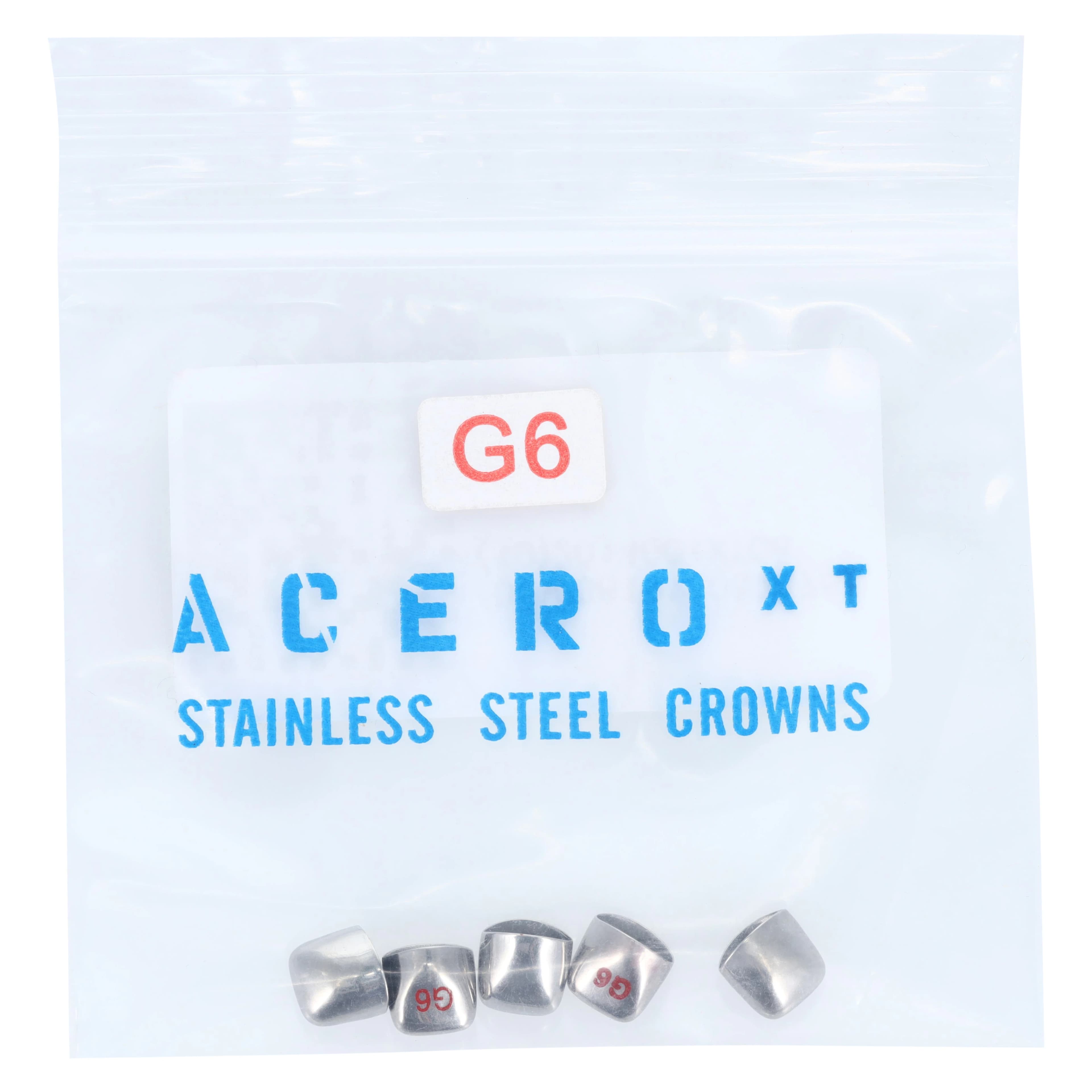 Acero XT Stainless Steel Primary Anterior Crown, Upper Left Lateral, Size 6, 5/Pack (XT G6) - Acero Crowns XT Anterior Upper Left Lateral Size 6 Pack of 5 - Image 1
