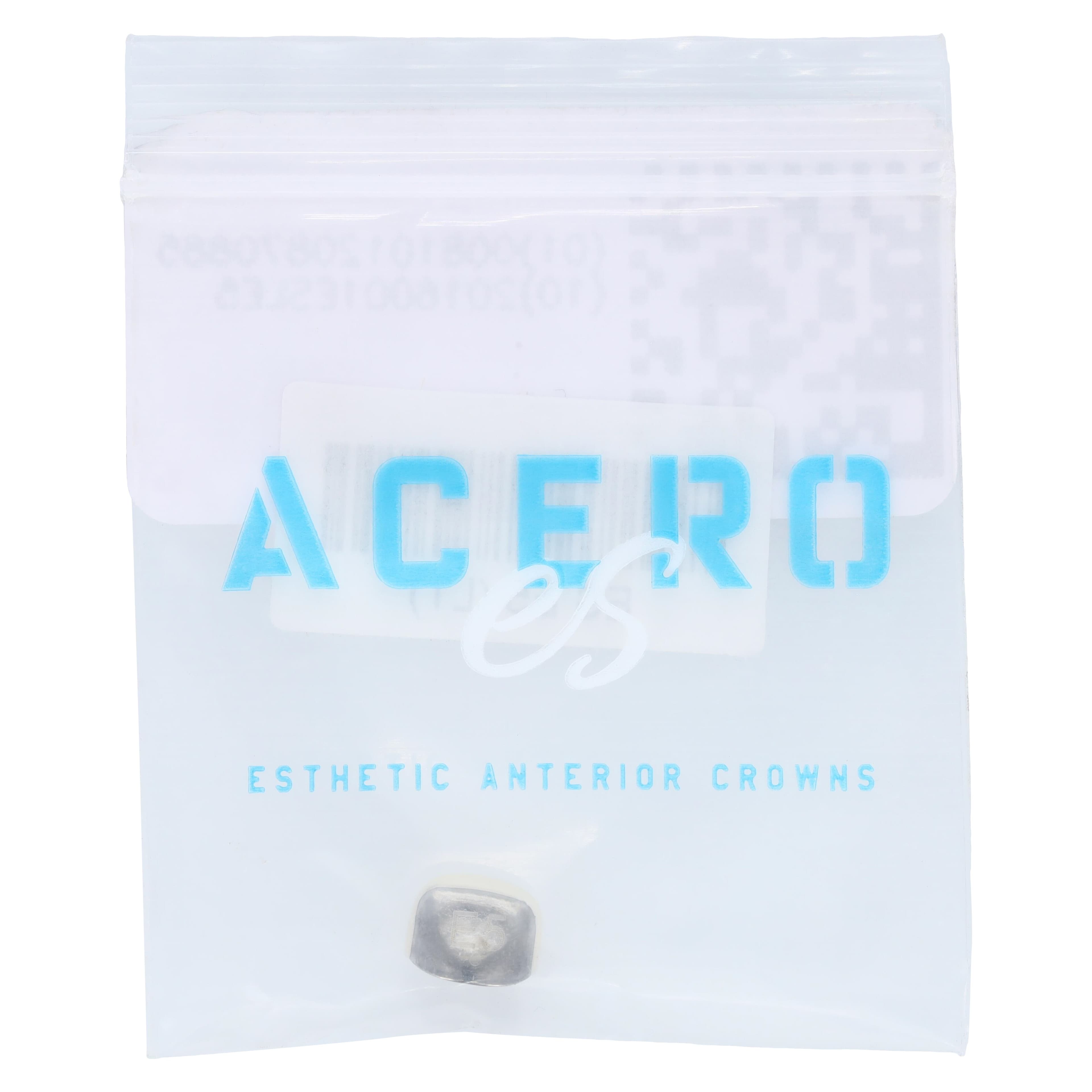 Acero Crowns ES Light White Anterior Crown, Upper Right Central (UR5), Size 5, 316L Stainless Steel, 1/Bag - ES Light White Anterior Crown UR5 Central - Image 1