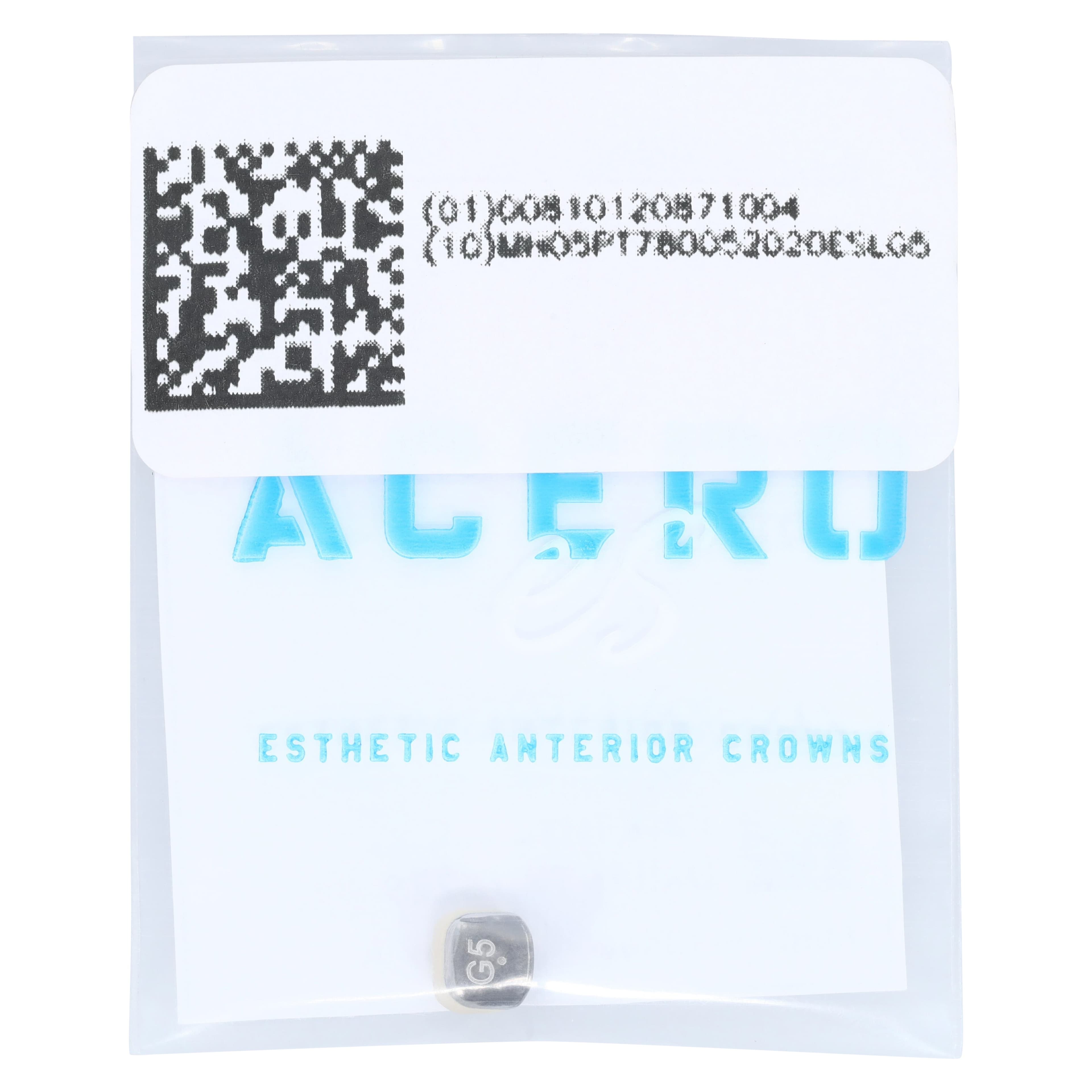 Acero Crowns ES Light White Anterior Crown, Upper Left Lateral, Size 5, 316L Stainless Steel, 1/Bag thumbnail 4