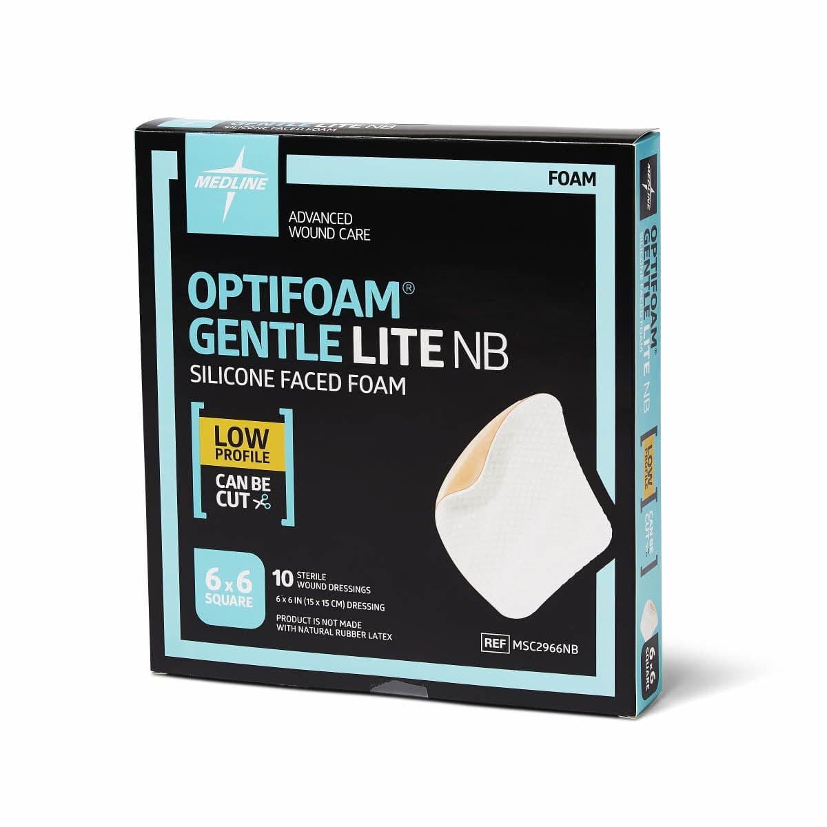 Medline Optifoam Gentle Silicone Wound Dressing, 6x6", Sterile, Latex-Free - DRESSING WOUND OPTIFOAM - Image 1