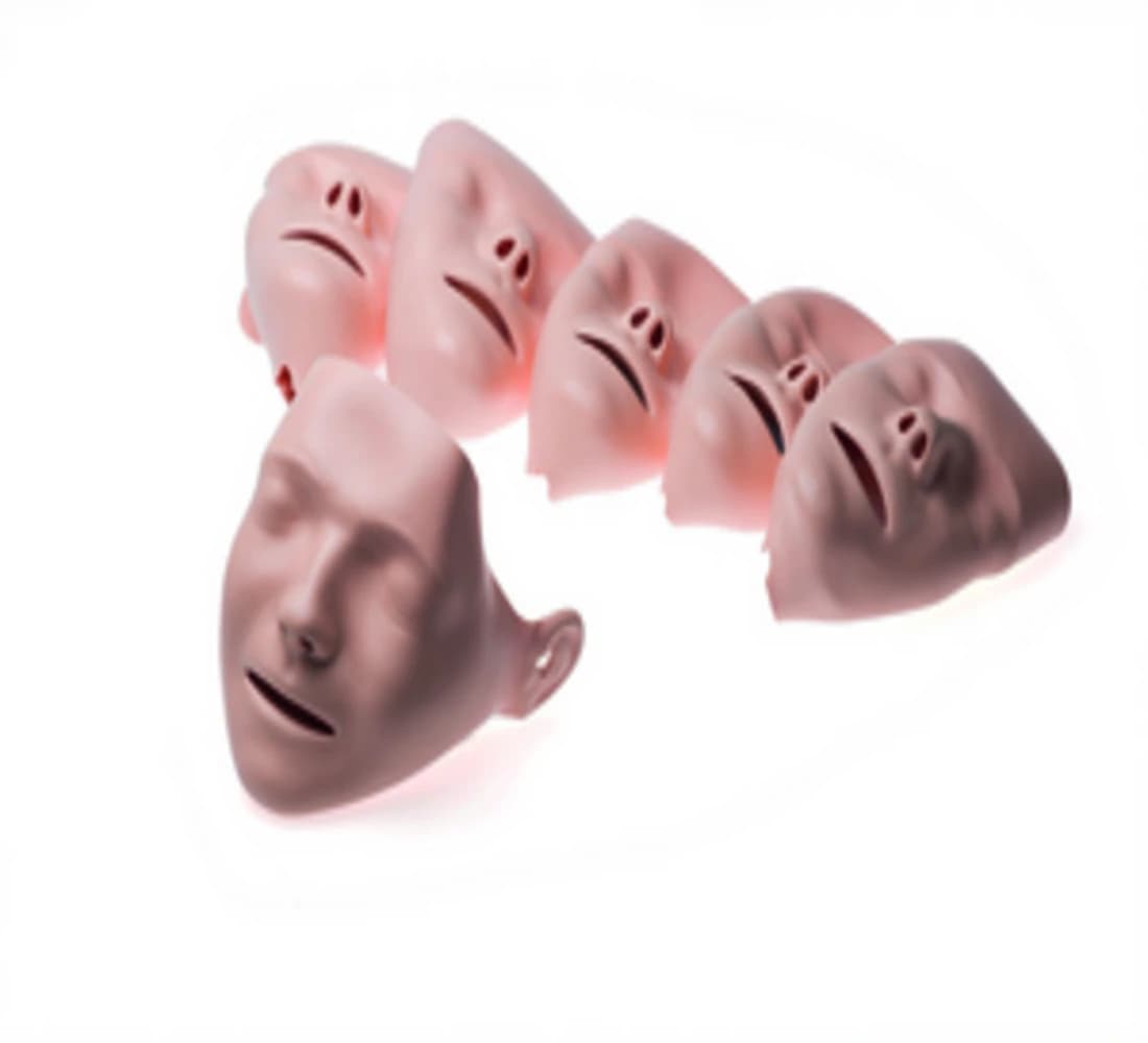 Laerdal Little Anne Face Skin, Light, 6-Pack with Holder/Mouth Seal - Little Anne Face Skin Lt 6-pk - Image 1