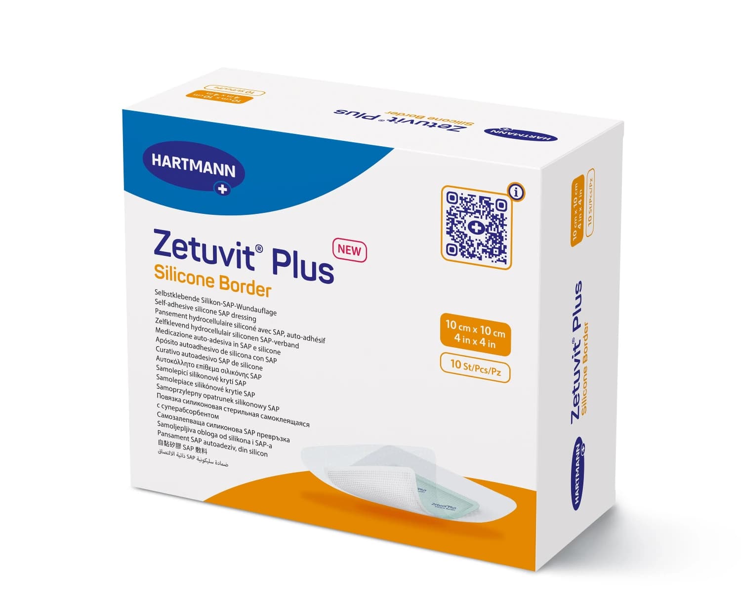 Hartmann Zetuvit Plus Silicone Border Dressing, 4x4" Sterile, Square, Super Absorbent, Latex-Free - DRESSING ZETUVIT SIL BORD - Image 1