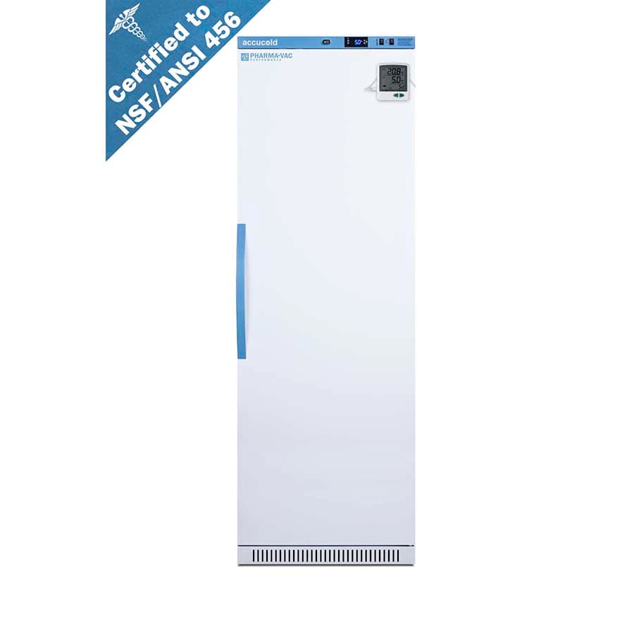 Accucold Performance Series Vaccine/Pharmacy Refrigerator, Upright Solid, 15 Cu Ft, Right Hinge, Factory Reversible, +2 to 8°C, Auto Cycle Defrost - Fridge Vac Upright Solid - Image 1