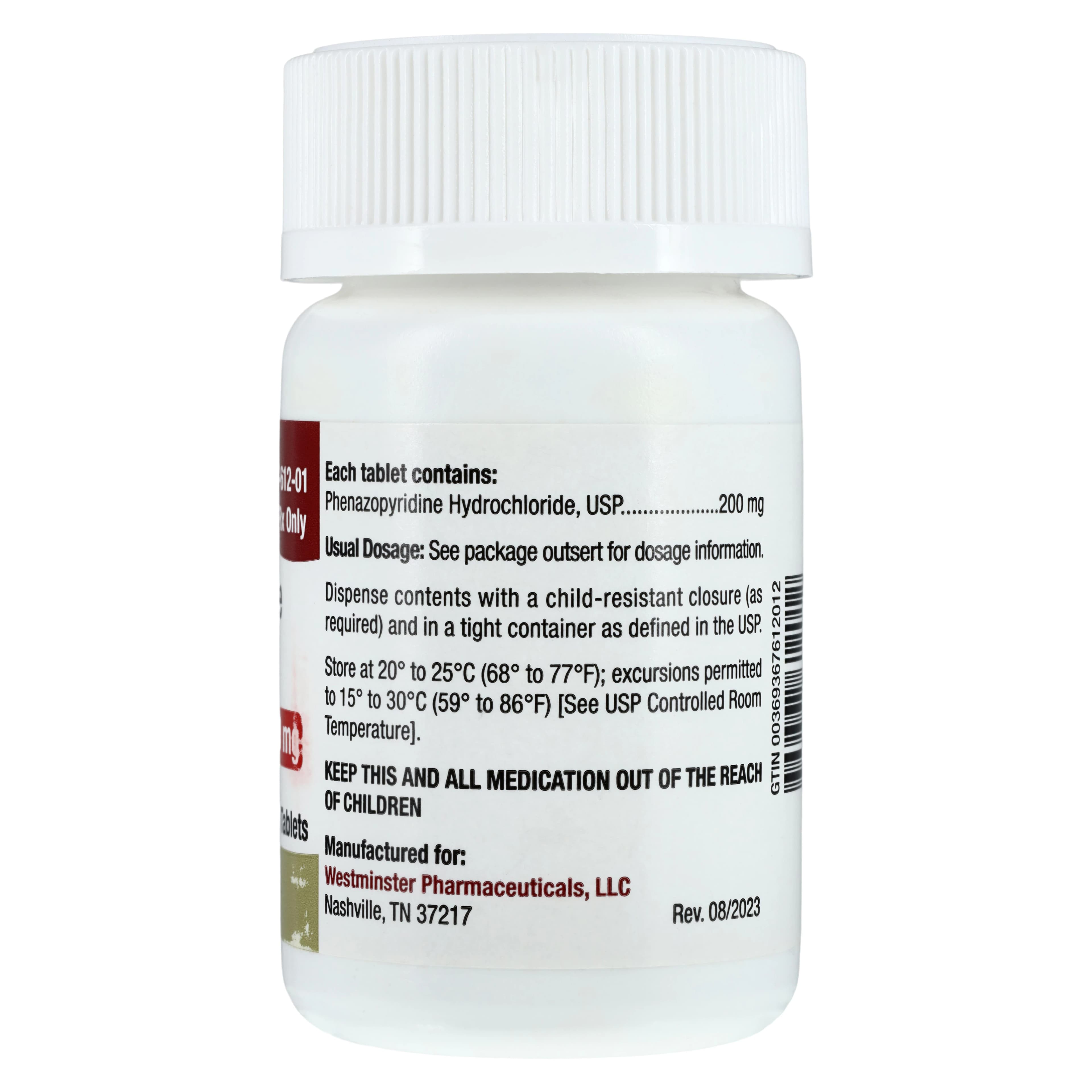 Phenazopyridine Tablets, 200mg, 100/Bottle thumbnail 2
