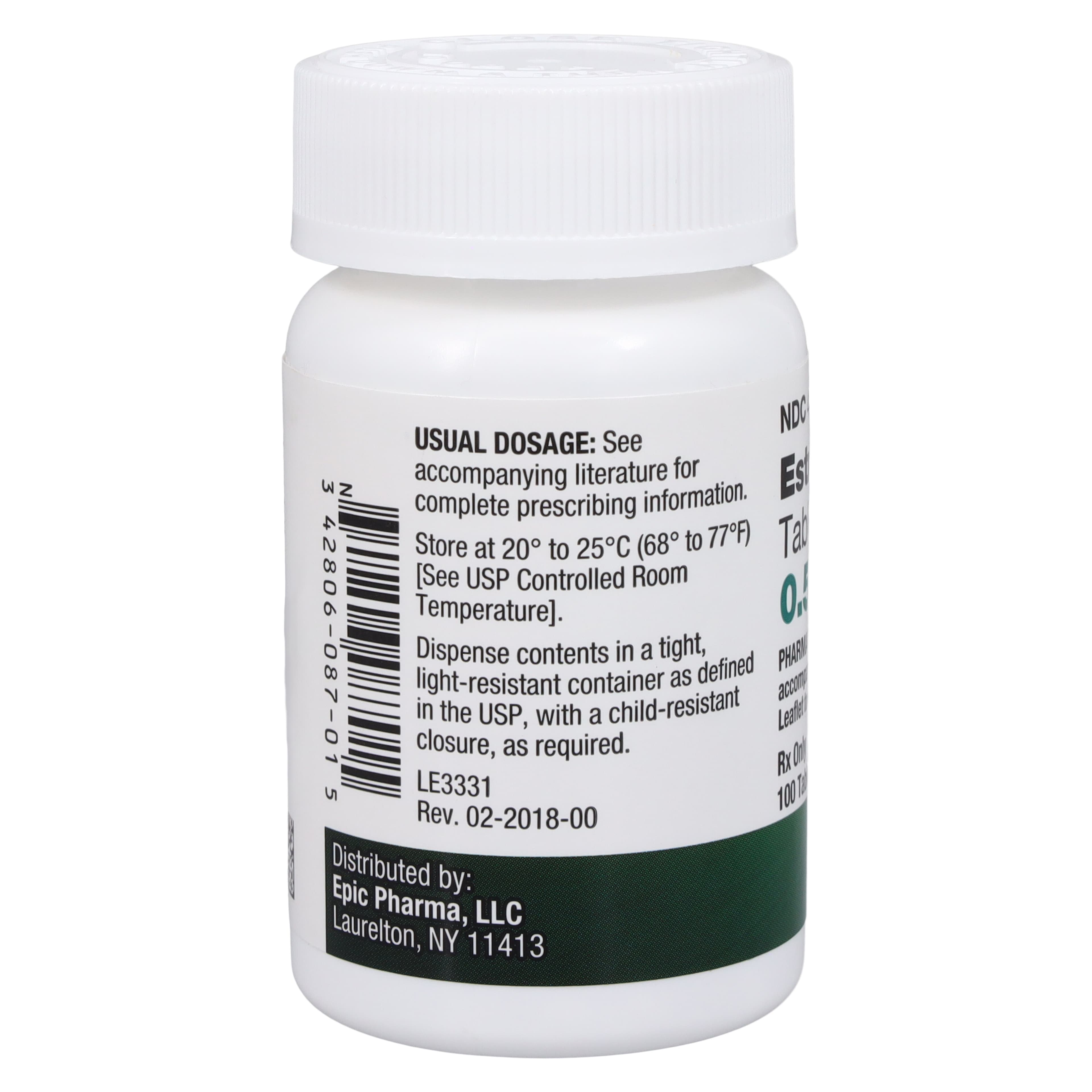 Estradiol Tablets 0.5 mg, 100 Count Bottle (Epic Pharma) thumbnail 2