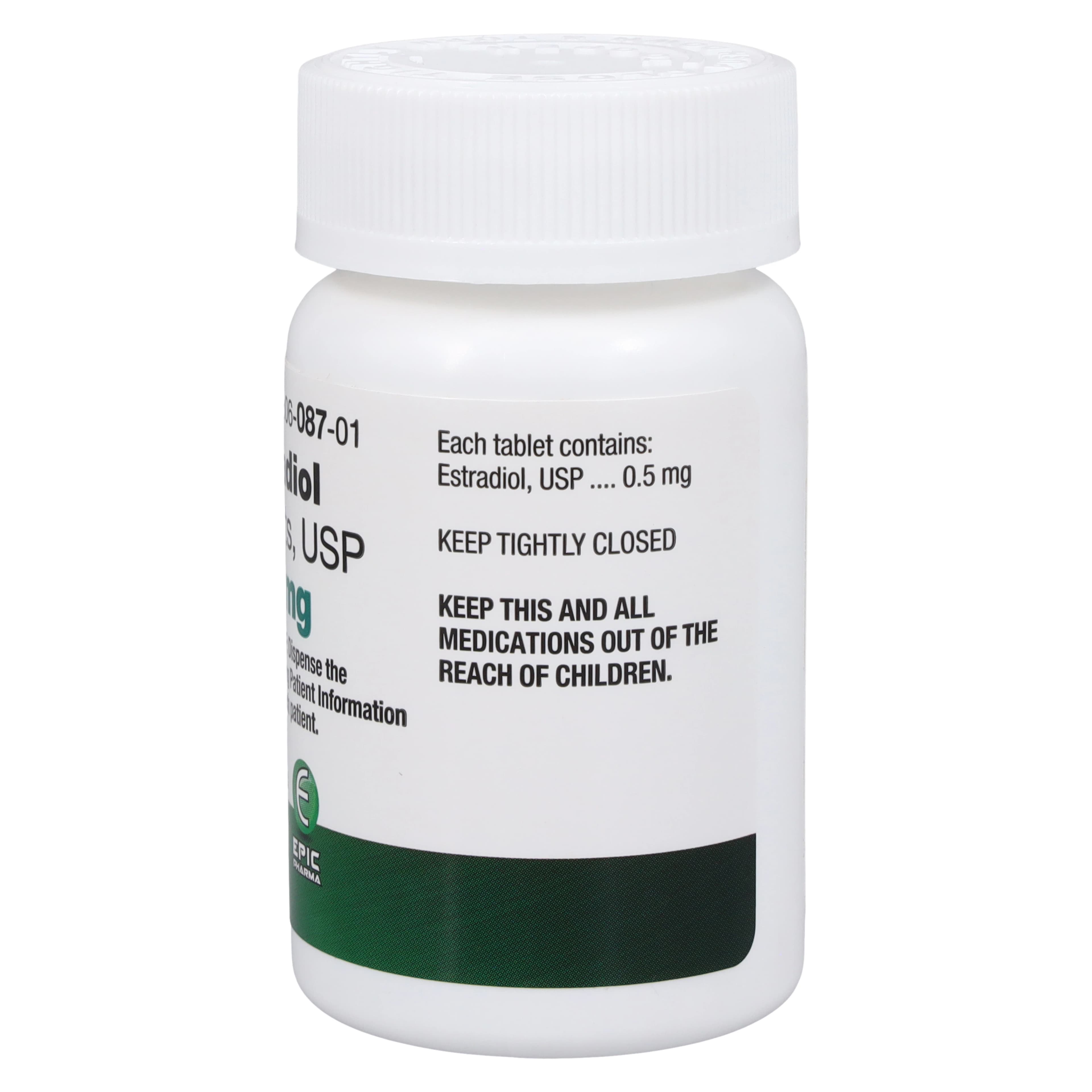 Estradiol Tablets 0.5 mg, 100 Count Bottle (Epic Pharma) thumbnail 3