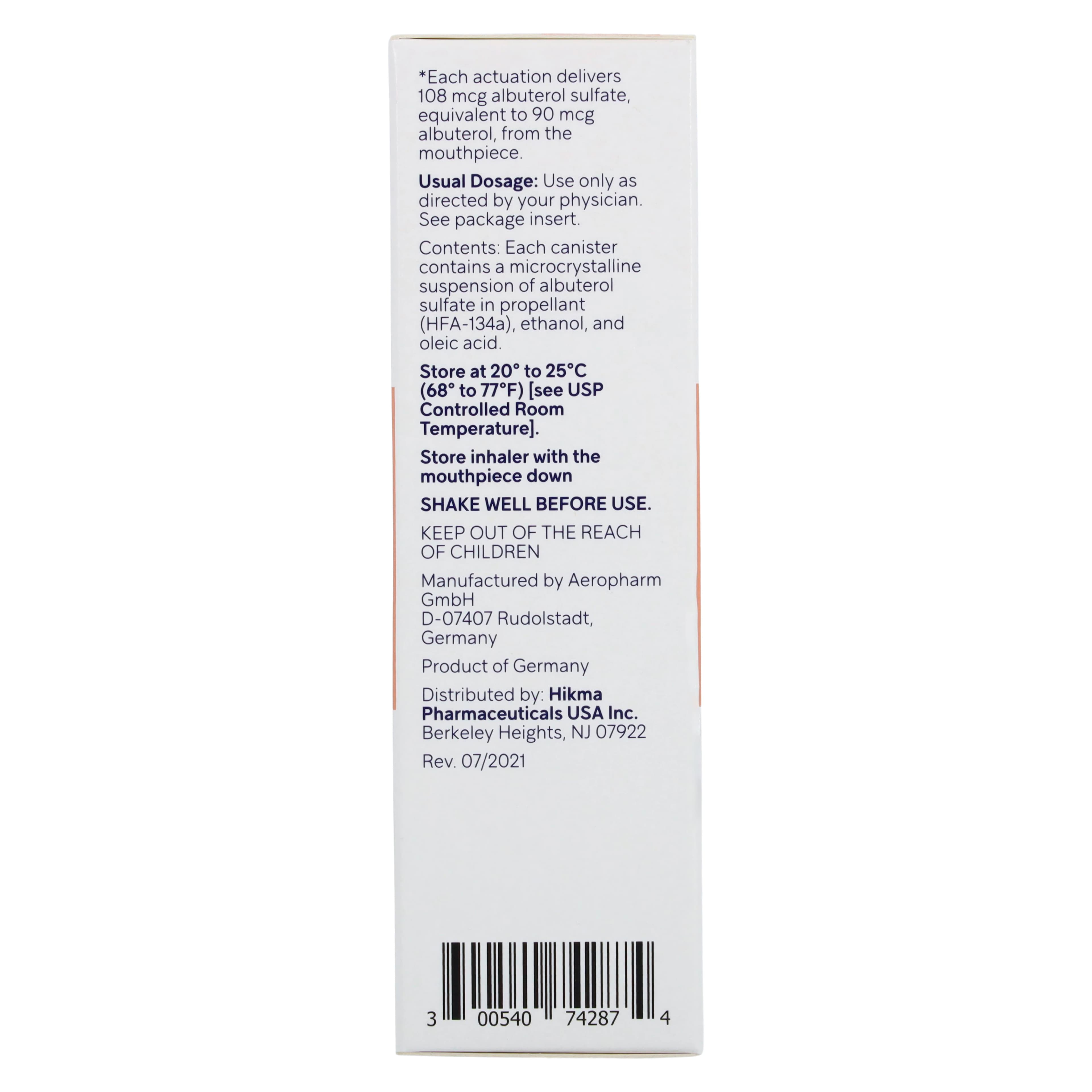 Albuterol Sulfate HFA Inhalation Aerosol, 90mcg, 6.7g Inhaler thumbnail 3