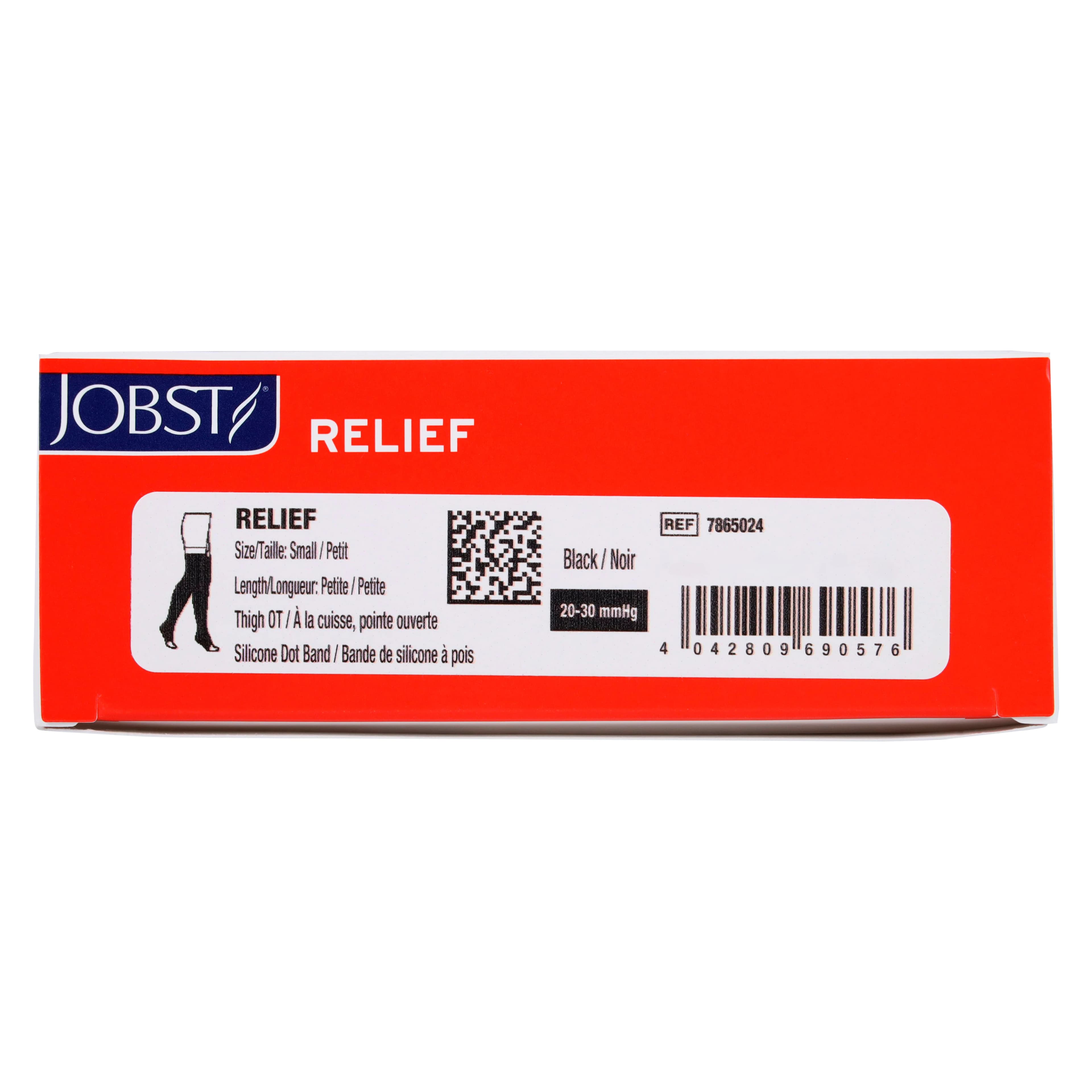 Jobst Relief Compression Stocking, Thigh High, Open Toe, Small, 20-30 mmHg, Black thumbnail 6