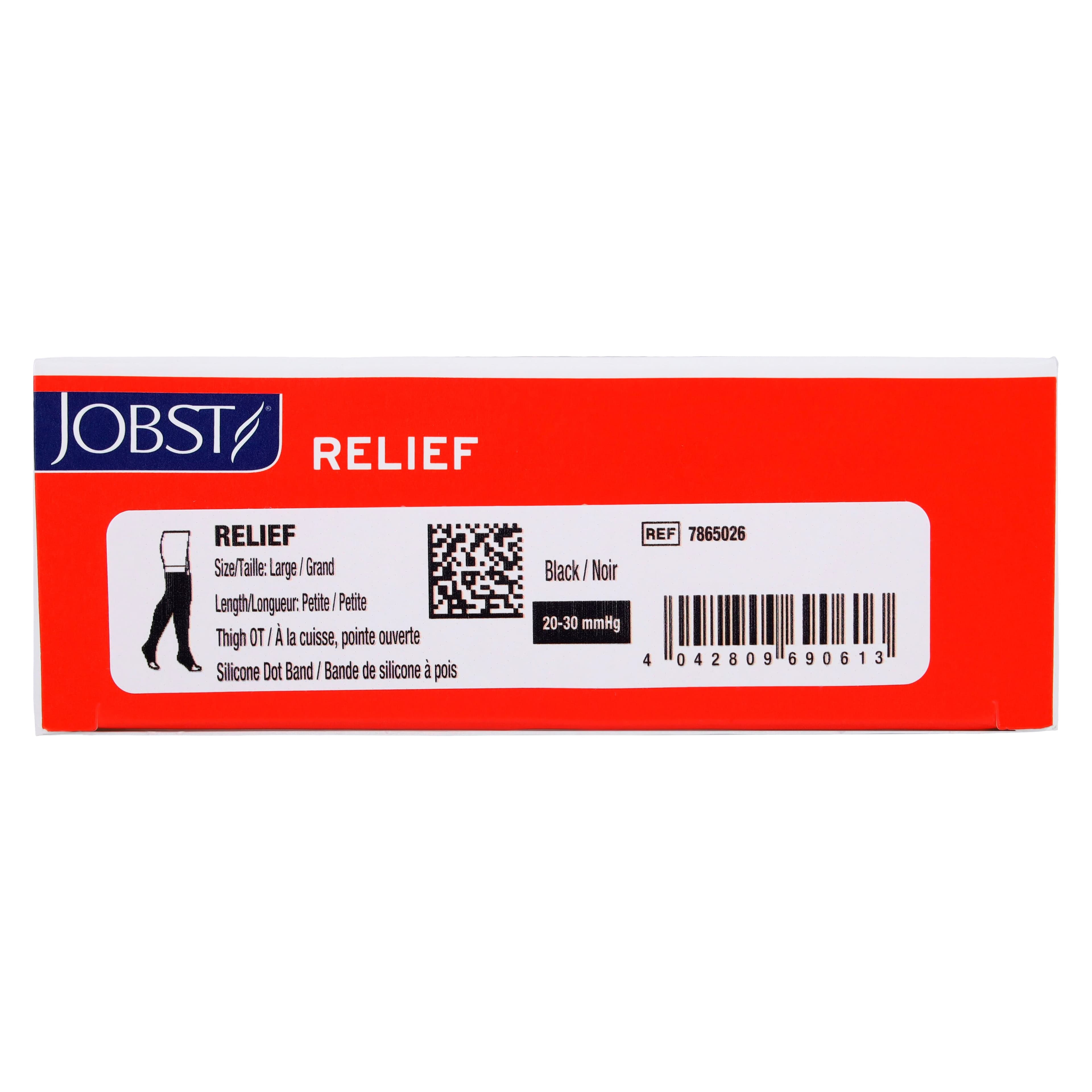 Jobst Relief Compression Stocking, Thigh High, Open Toe, Large, 20-30 mmHg, Black thumbnail 6