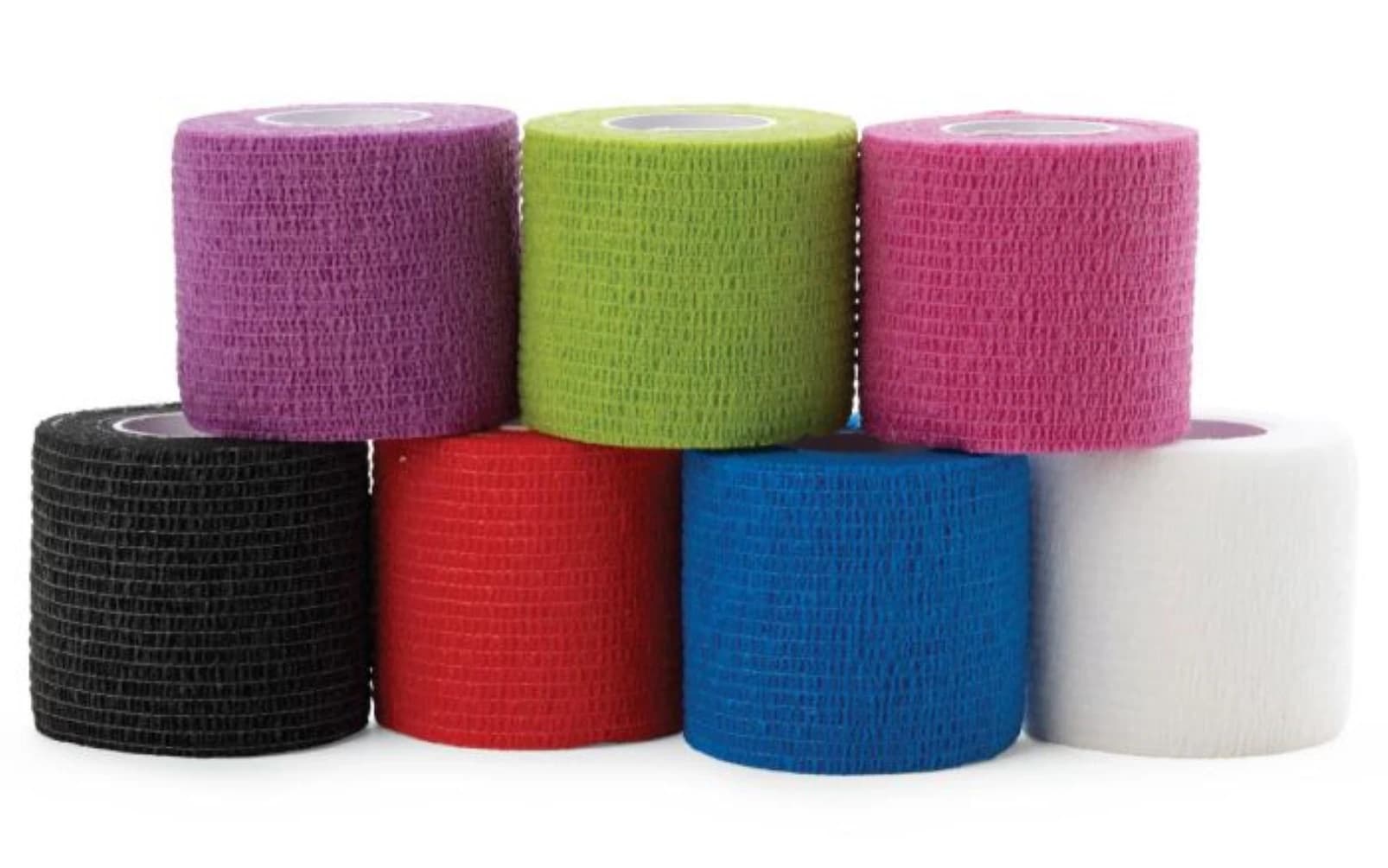 Medline Cohesive Bandage, Elastic, 2" x 5 Yd, Assorted Colors, Non-Sterile, 36/Case - Bandage Self-Adh LF NS Asstd - Image 1