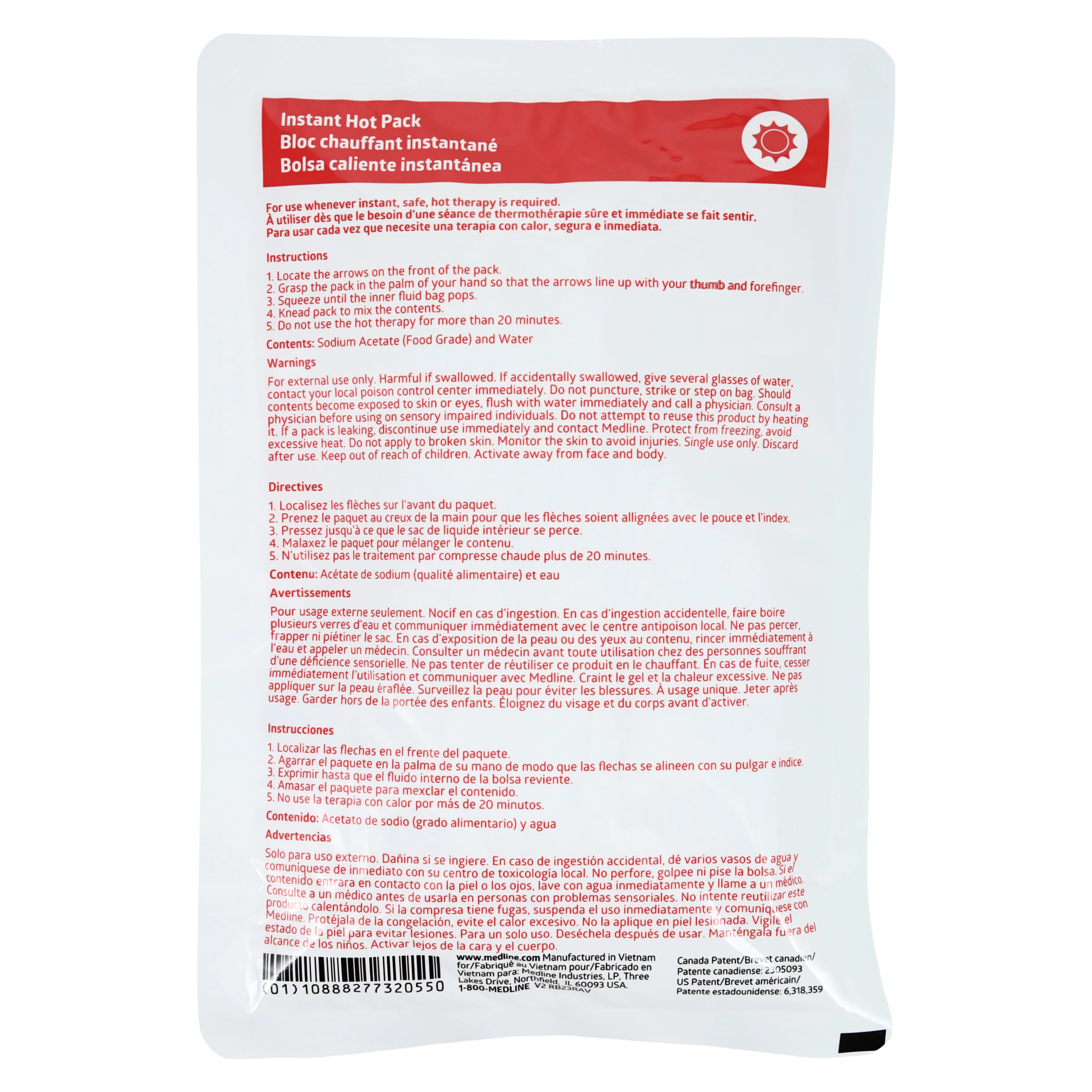 Medline Instant Hot Pack, 6x9 Inch, Single Use thumbnail 2