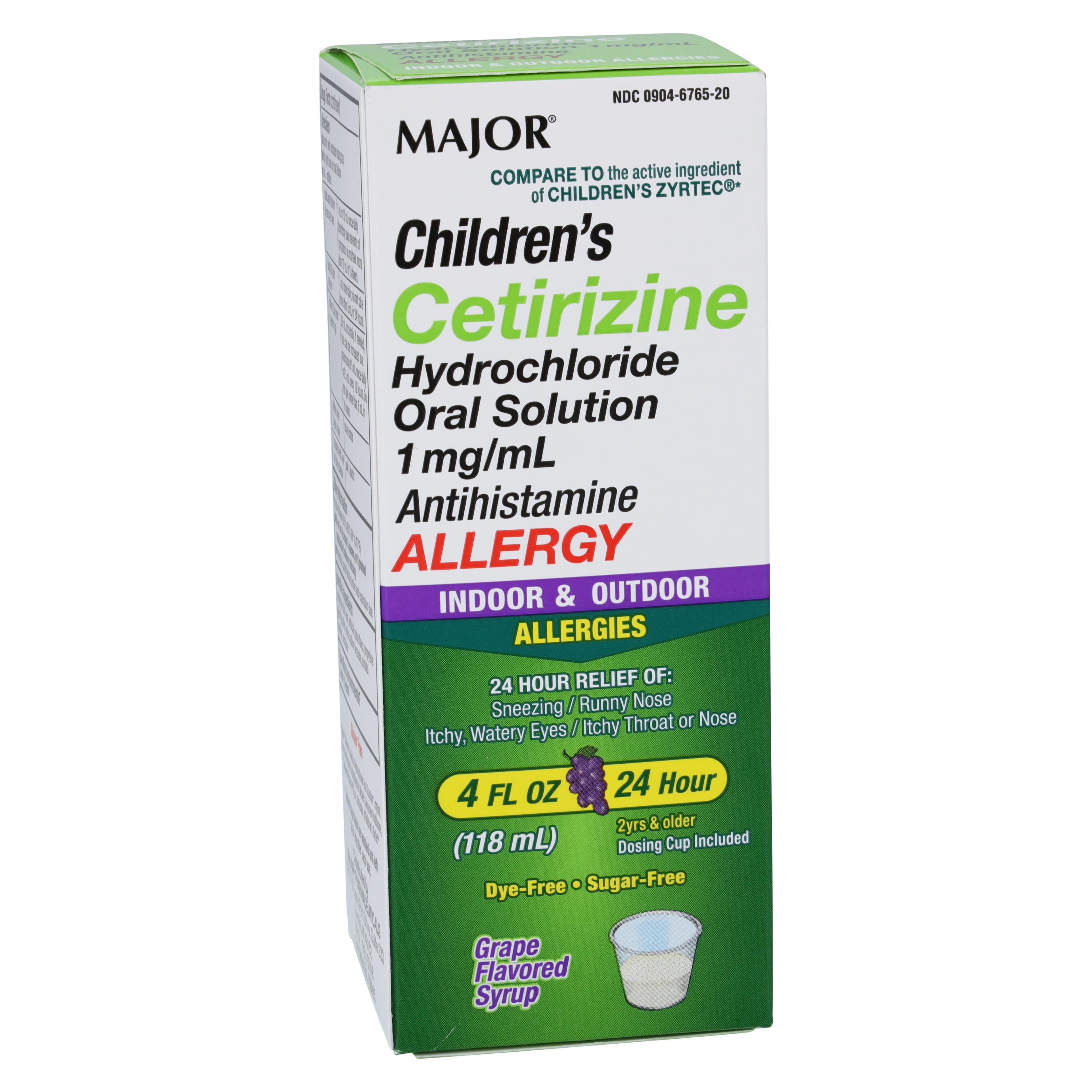Cetirizine HCl Children's Solution, Grape, 1 mg/mL, 4 oz Bottle - Cetirizine HCl Child Sol Grape - Image 1