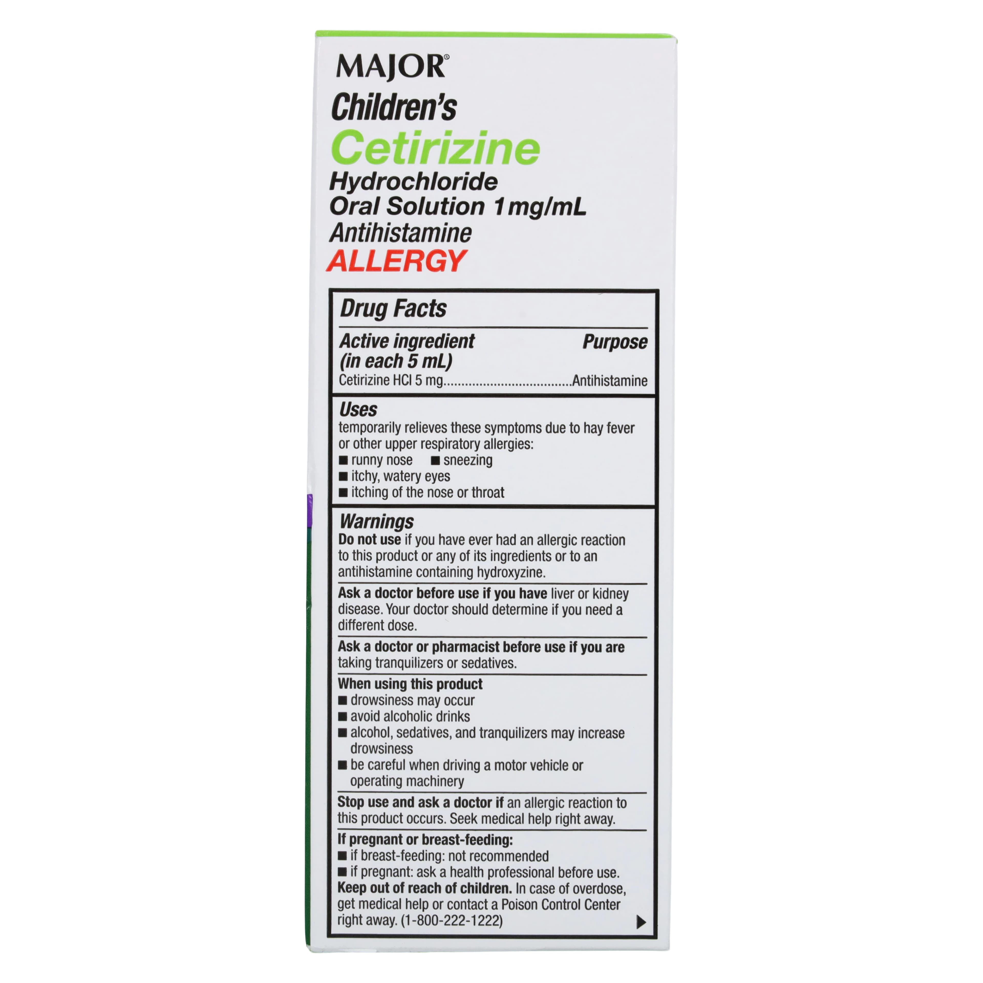 Cetirizine HCl Children's Solution, Grape, 1 mg/mL, 4 oz Bottle thumbnail 2
