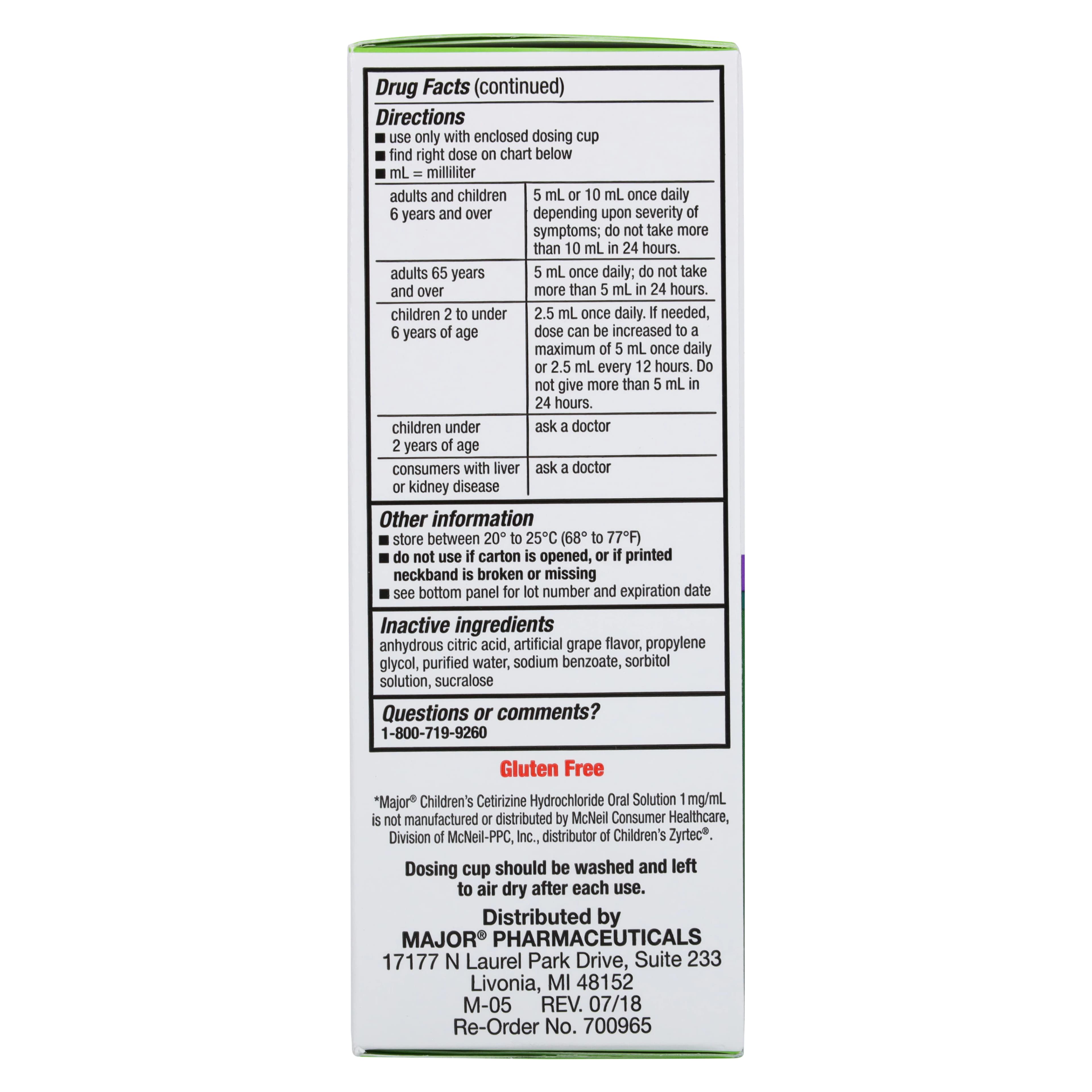 Cetirizine HCl Children's Solution, Grape, 1 mg/mL, 4 oz Bottle thumbnail 3