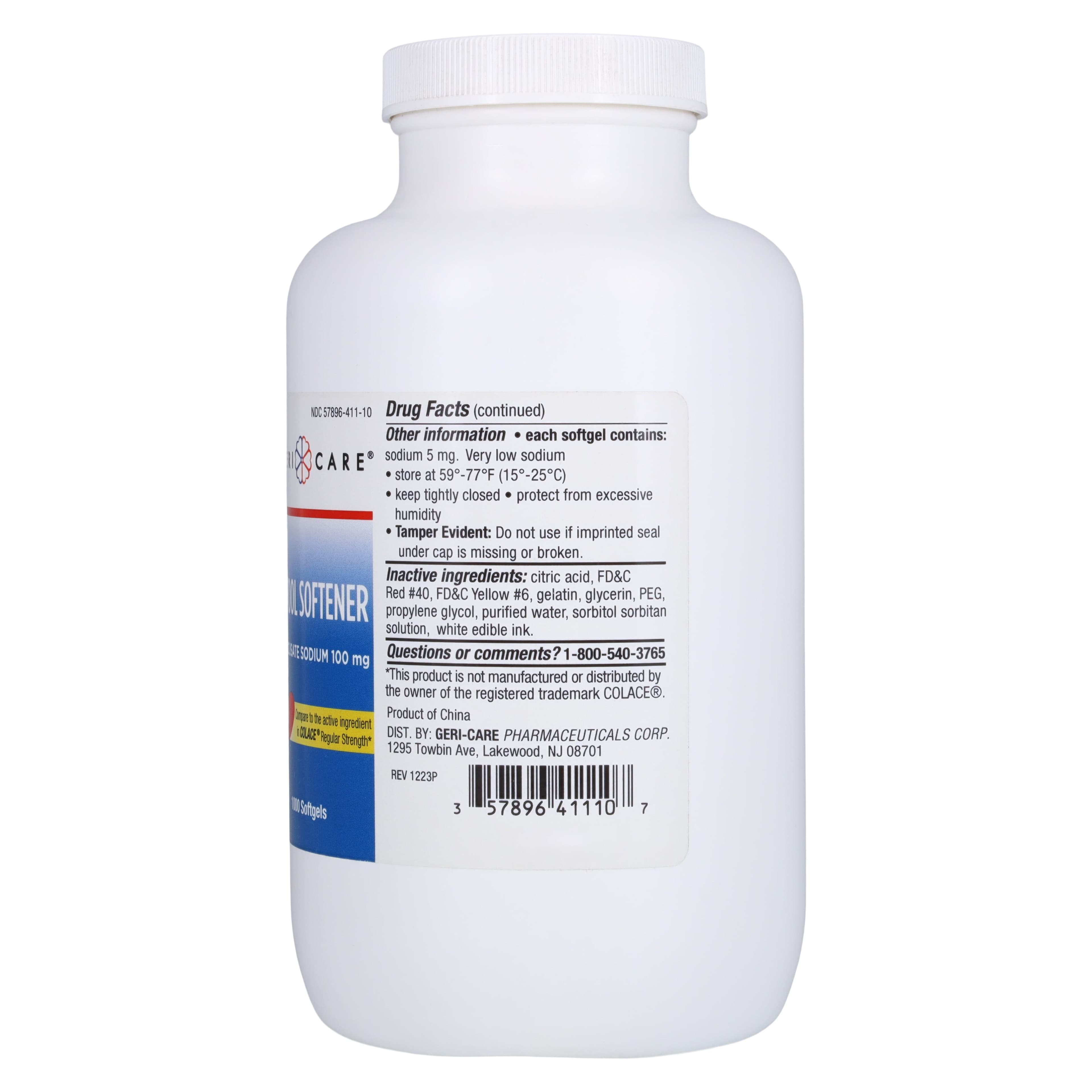 Geri-Care Docusate Sodium Softgels, 100mg, 1000/Bottle thumbnail 3