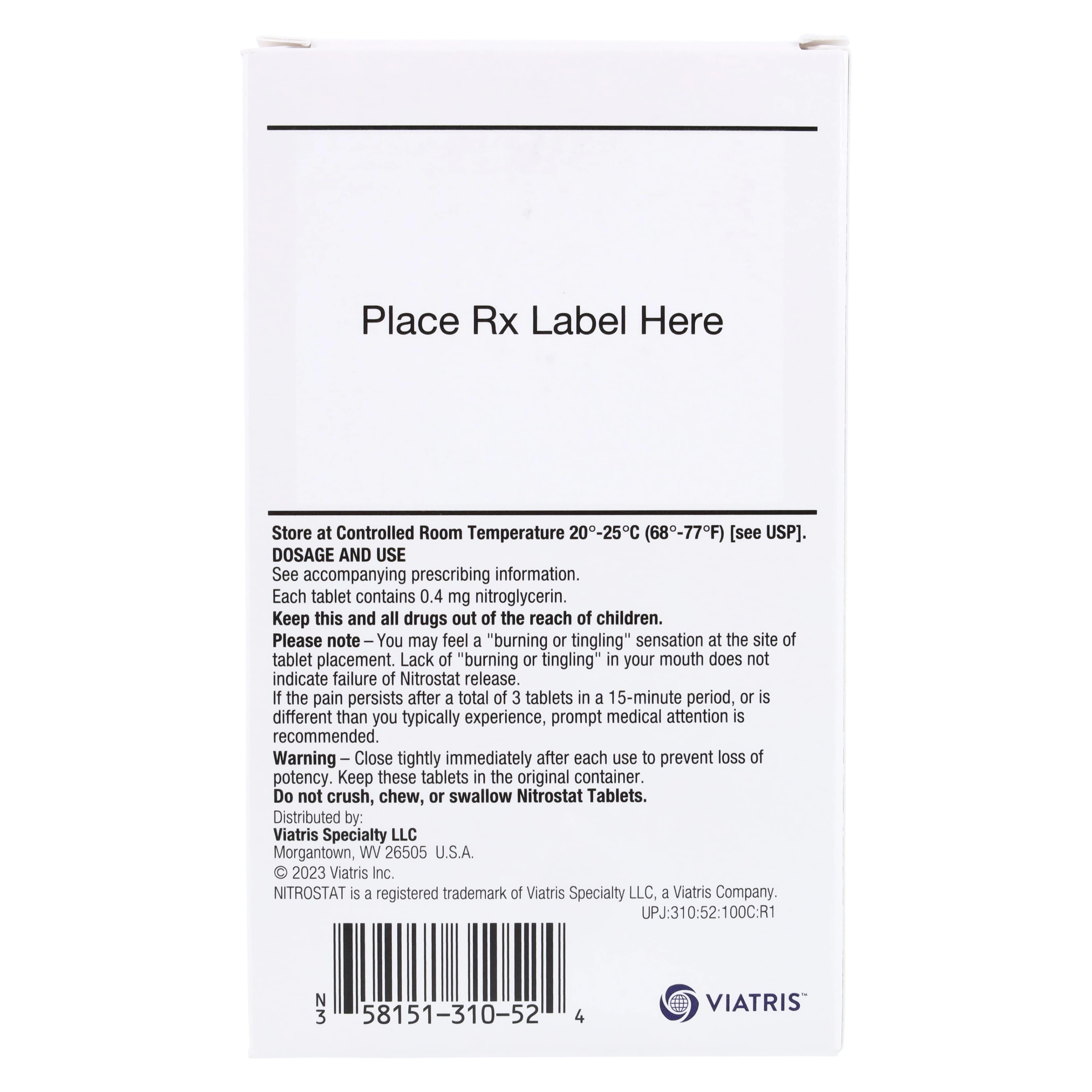 Nitrostat Sublingual Tablets, 0.4mg, 4x25/Bottle thumbnail 4