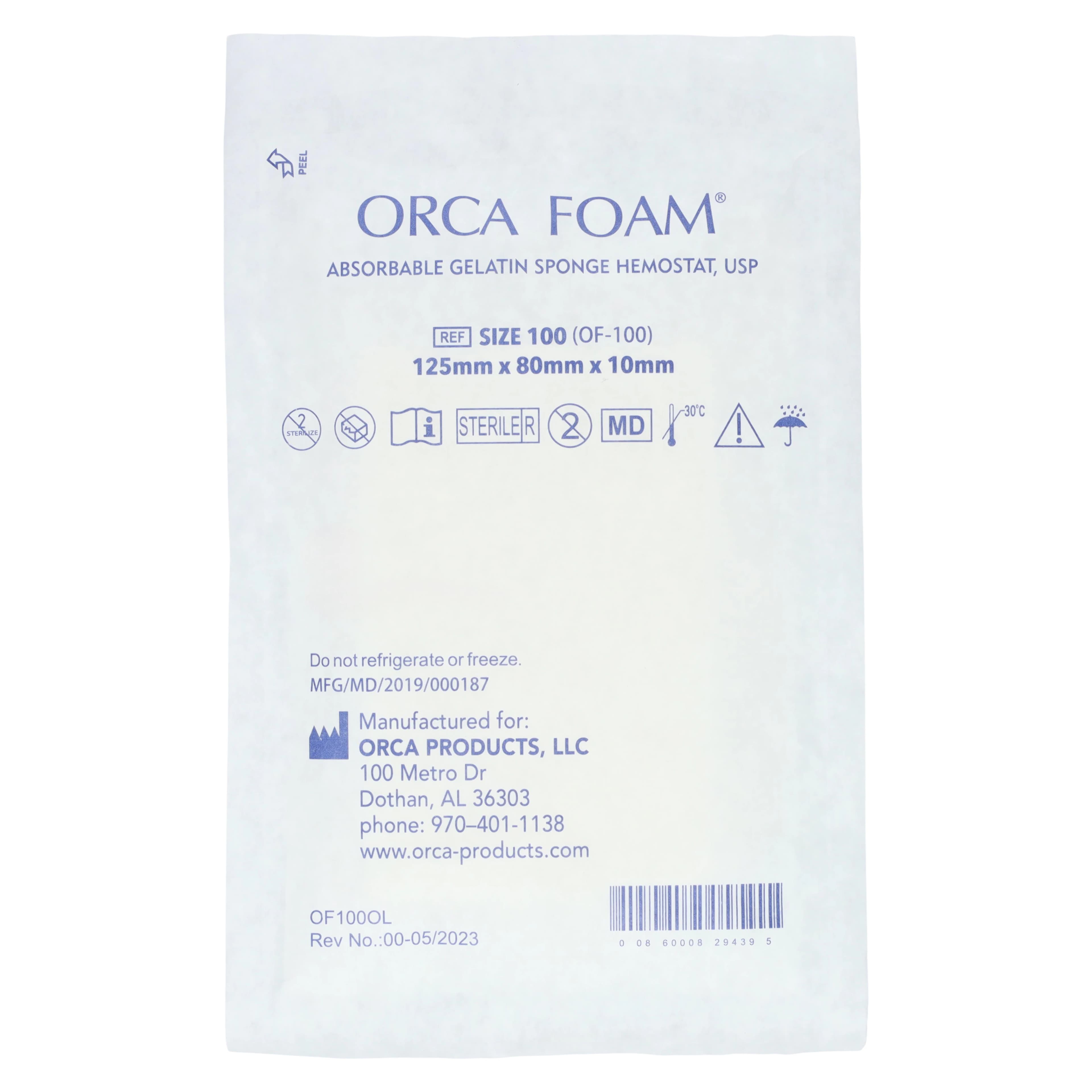 ORCA Foam Absorbable Gelatin Sponge Hemostat, Size 100, 125 x 80 x 10 mm, 2/Box, OF-100 thumbnail 4