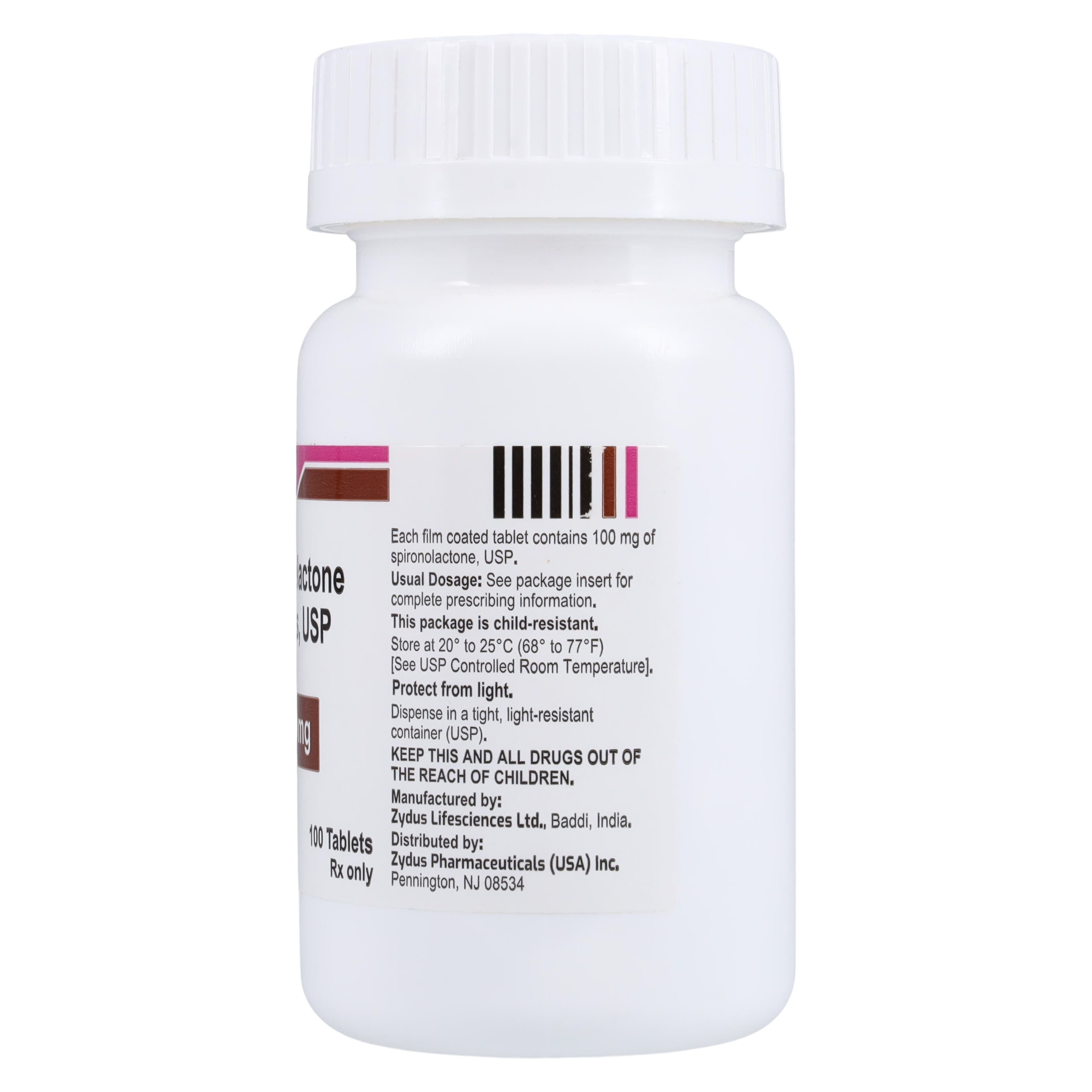 Spironolactone Tablets 100mg, 100 Count Bottle (Zydus Pharmaceuticals) thumbnail 2