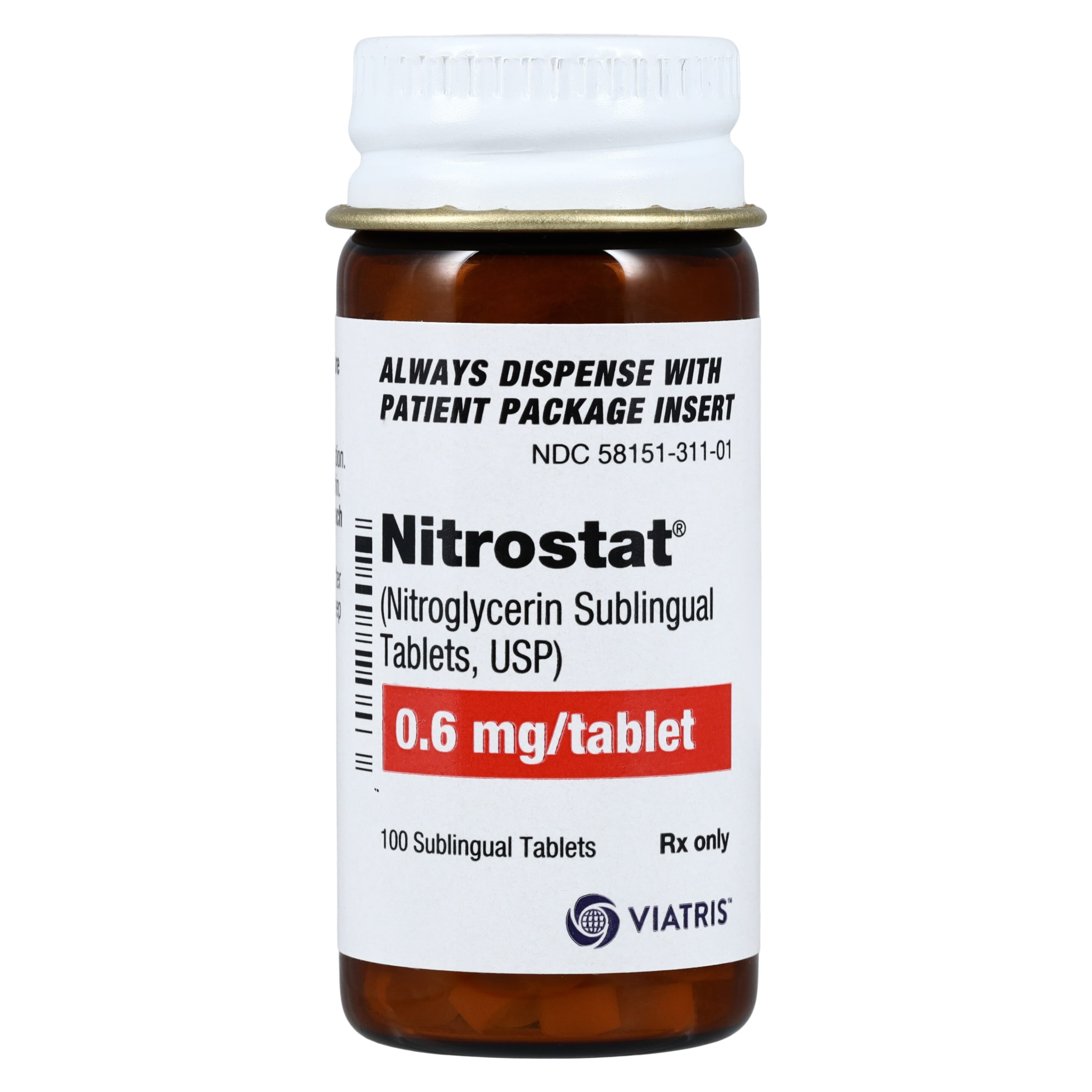 Nitrostat Sublingual Tablets, 0.6mg, 100/Bottle thumbnail 2