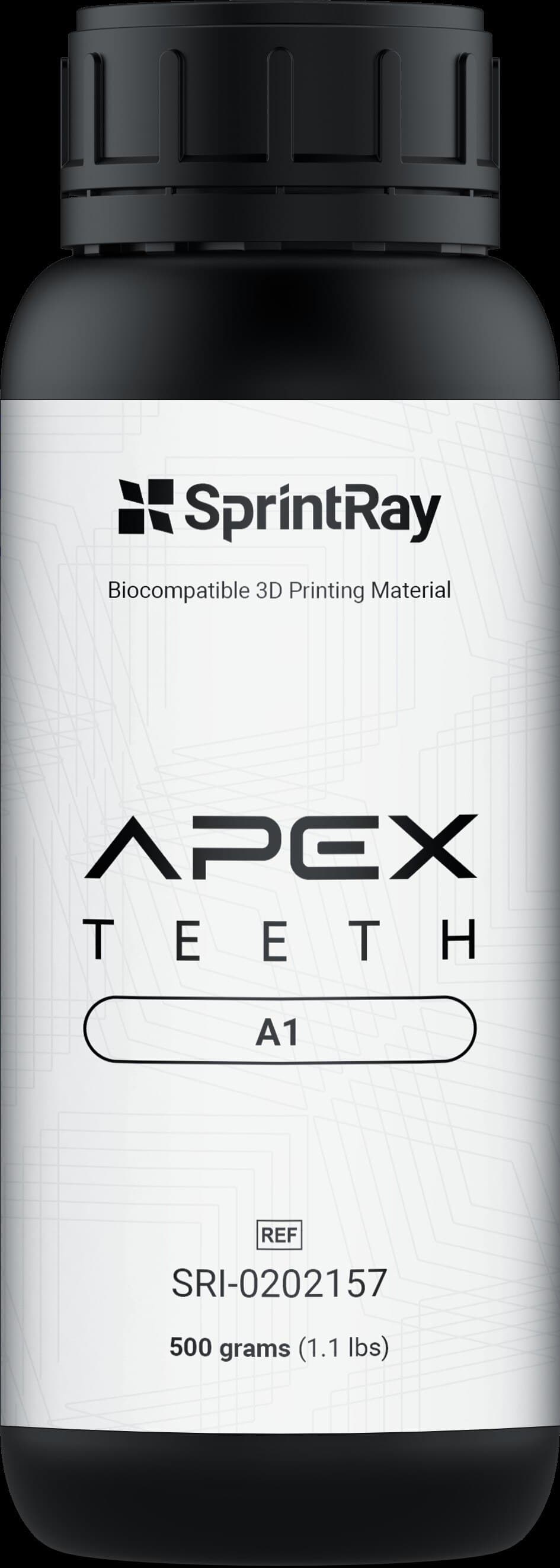 SprintRay APEX Teeth 3D Printing Resin, Shade A1, 500g Bottle thumbnail 2
