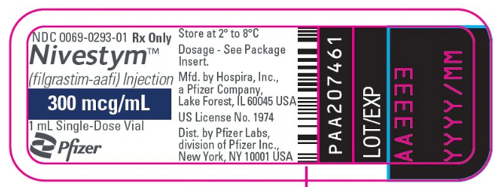 Nivestym (filgrastim-aafi) Injection, 300 mcg/mL, Single-Dose Vial, 10/Package - Nivestym Injection SDV - Image 1