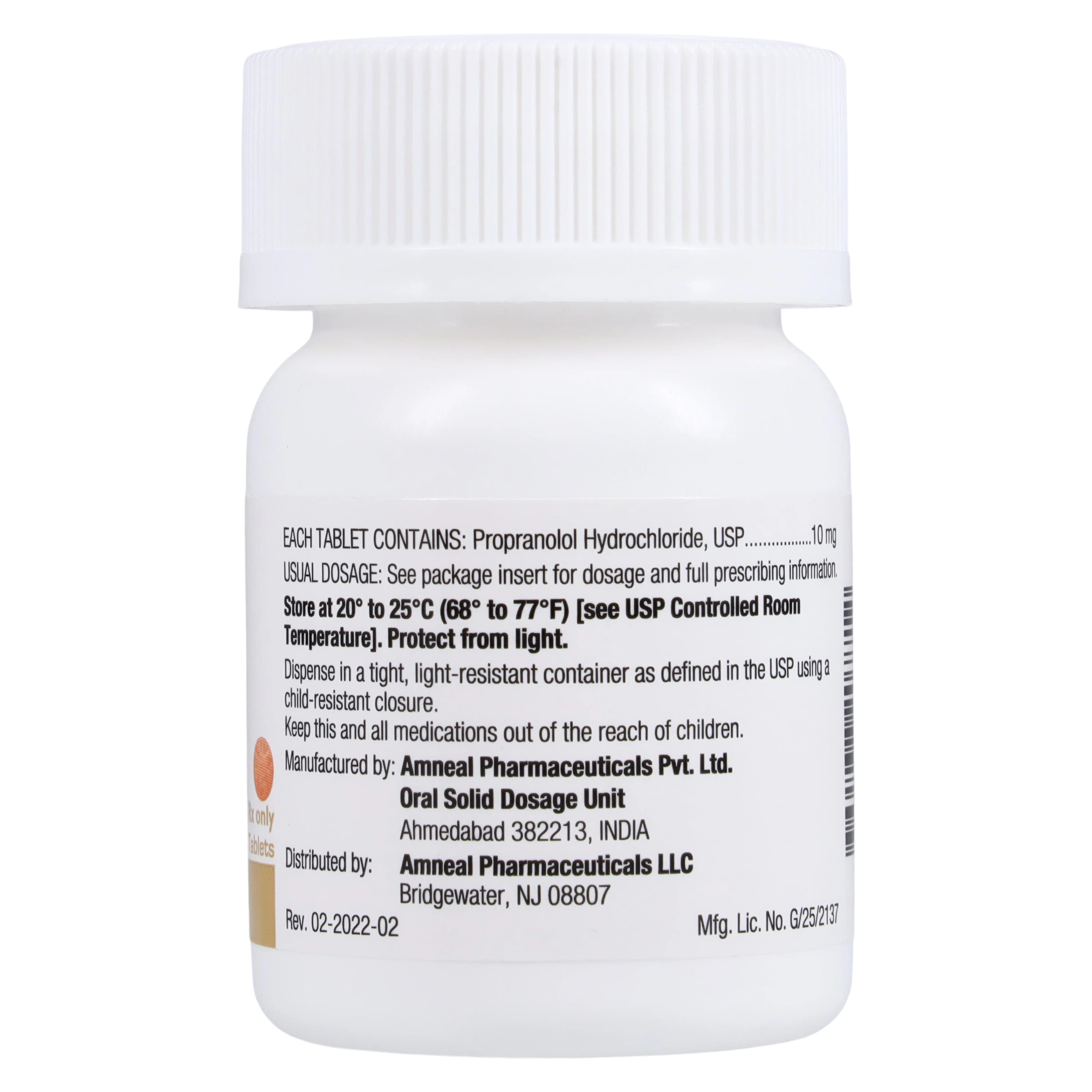 Propranolol HCl Tablets, 10mg, 100/Bottle, Amneal thumbnail 2