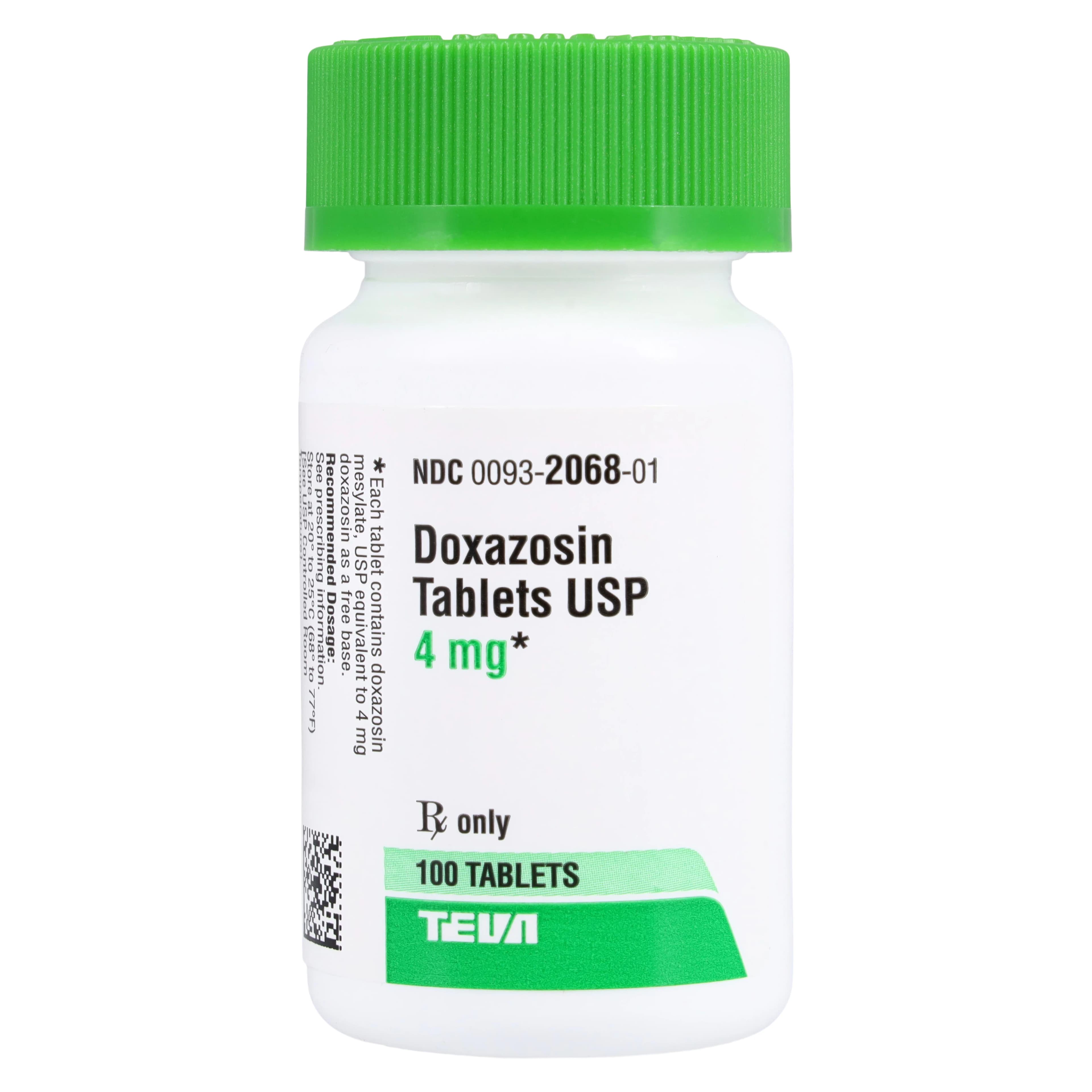 Doxazosin Mesylate Tablets, 4mg, 100/Bottle, Teva Pharmaceuticals - Doxazosin Mesylate Tablets - Image 1