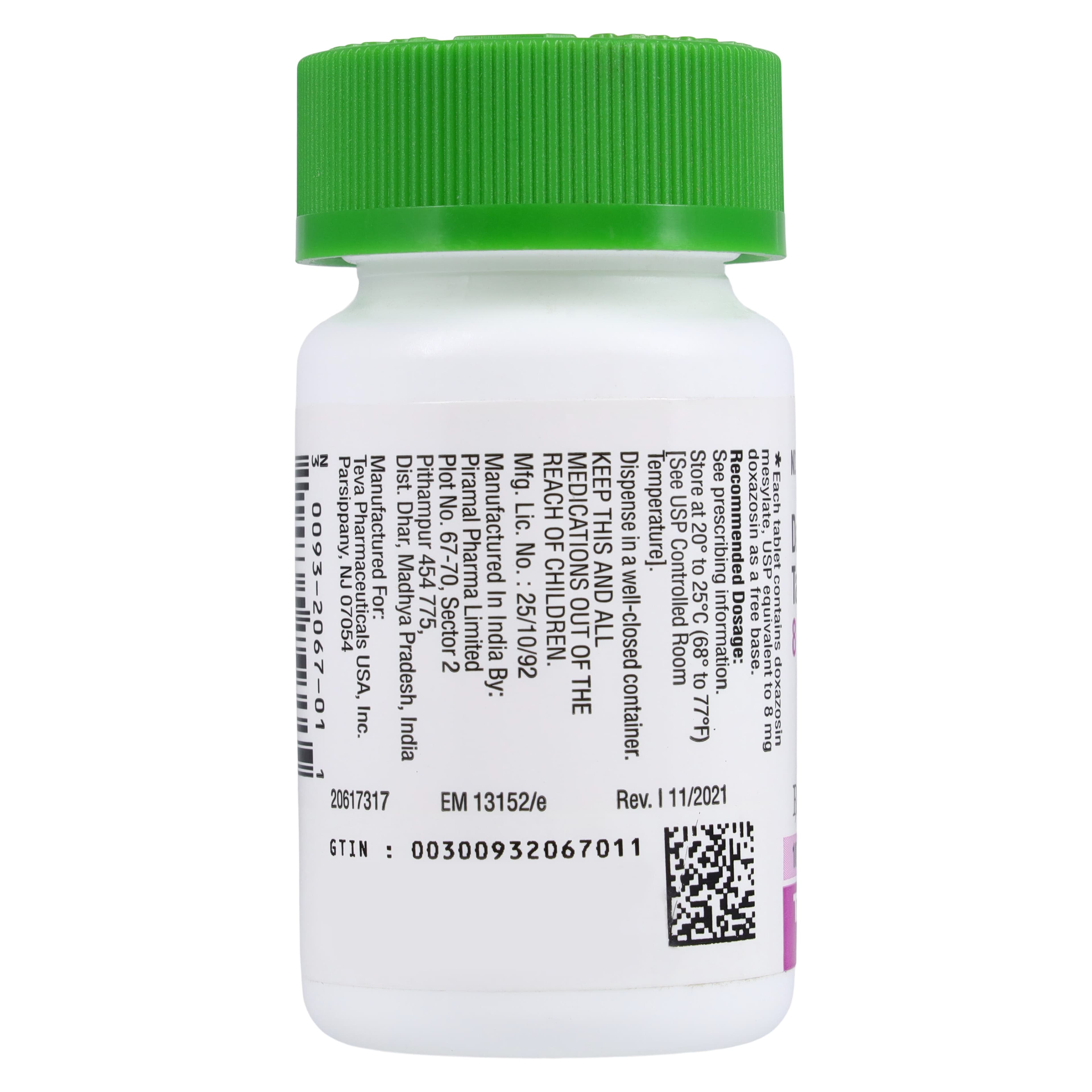Doxazosin Mesylate Tablets, 8mg, 100/Bottle, Teva Pharmaceuticals thumbnail 2