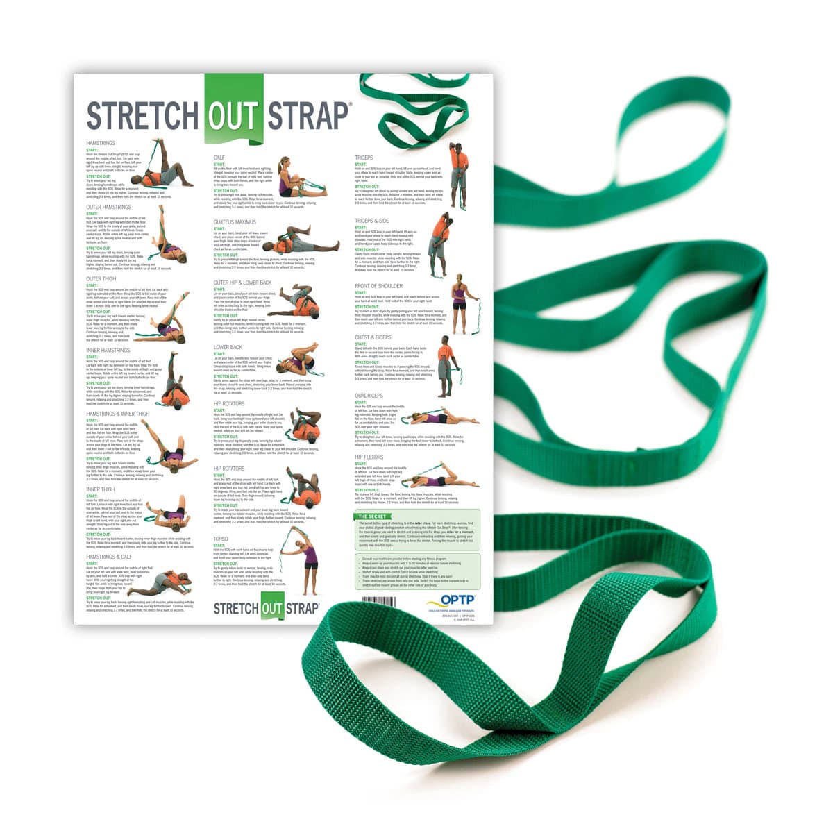 OPTP Stretch Out Strap with Poster, Green - Strap Stretch Out w/Poster - Image 1