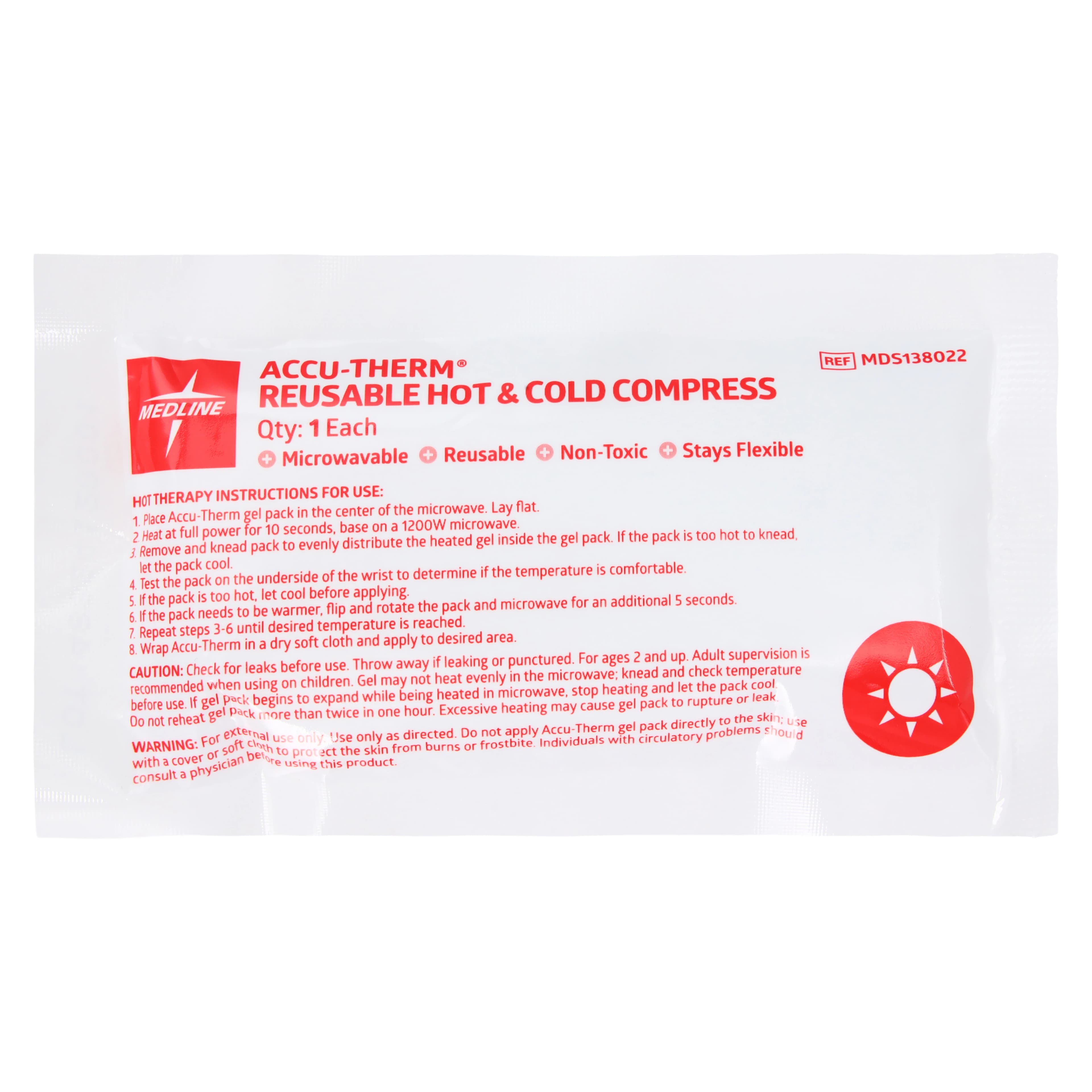 Medline Accu-Therm Reusable Hot/Cold Gel Pack, 3" x 5" - Pack Cold/Hot Gel Reusable - Image 1